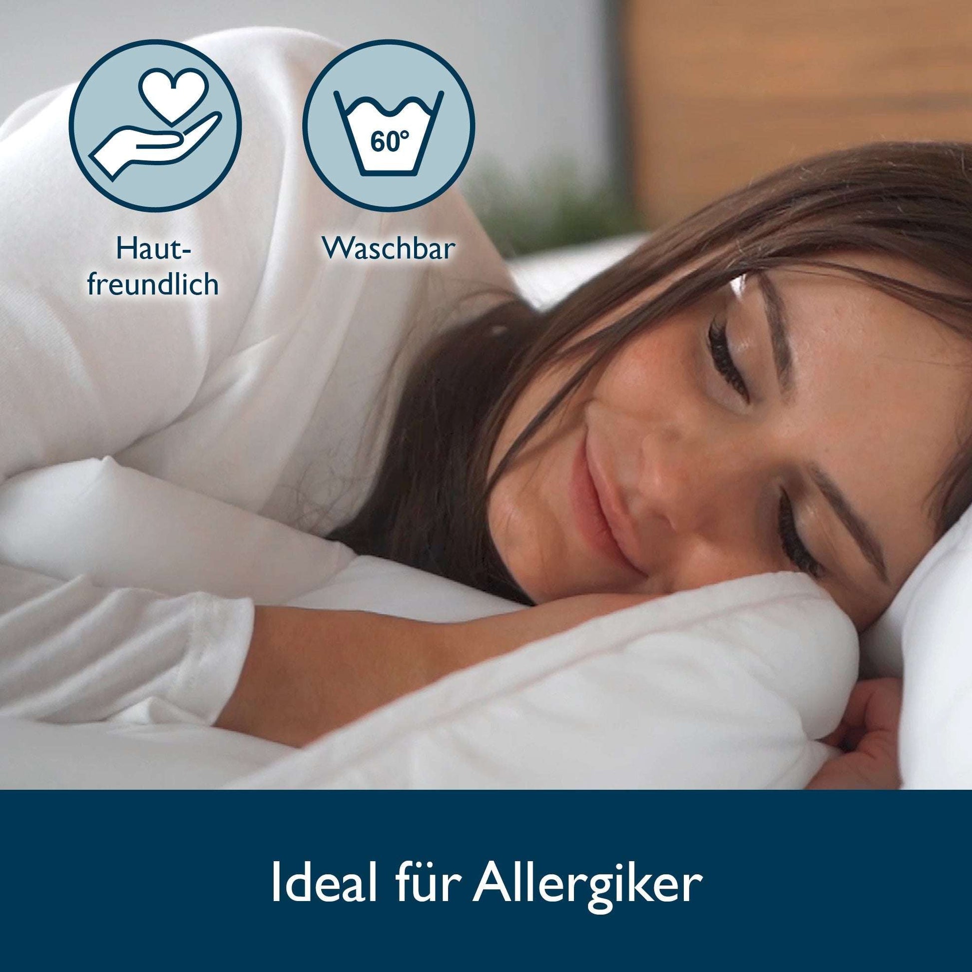 Beautissu BeauNuit SD Bettdecke, hautfreundlich und waschbar, ideal für Allergiker.