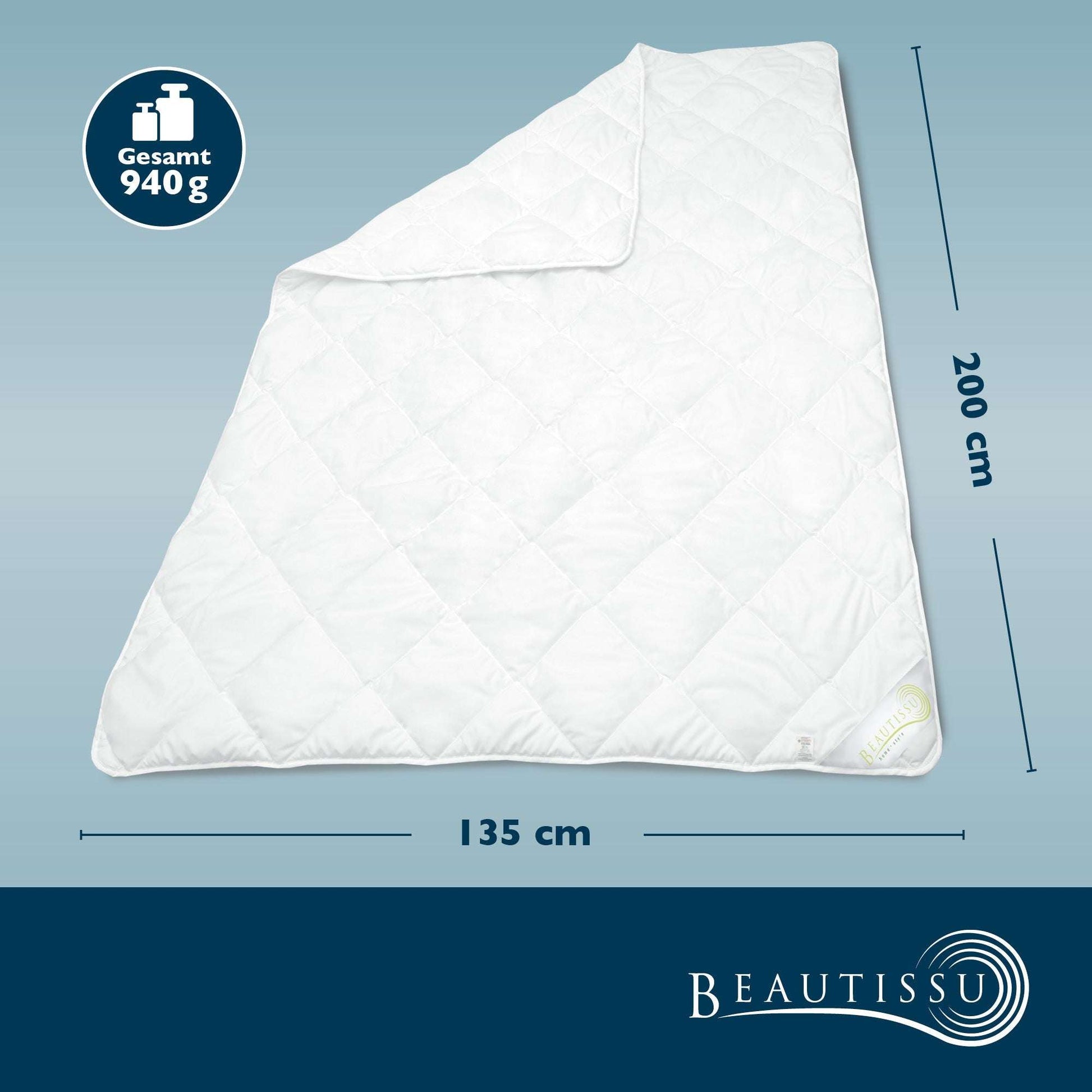 Beautissu BeauNuit SD summer duvet with quilted pattern, suitable for allergy sufferers, 135x200cm.