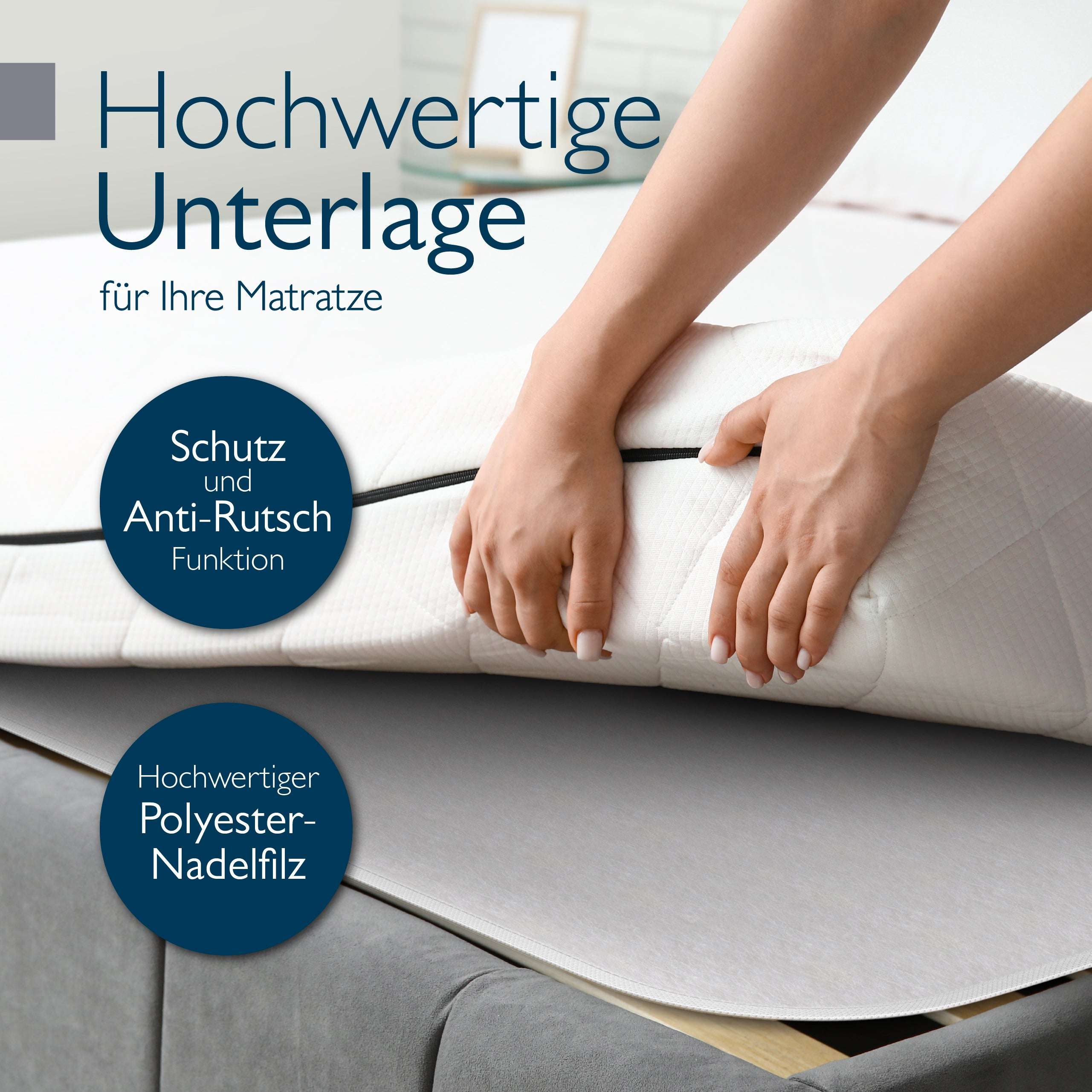 Non-slip waterproof mattress protector with polyester needle felt for enhanced durability.