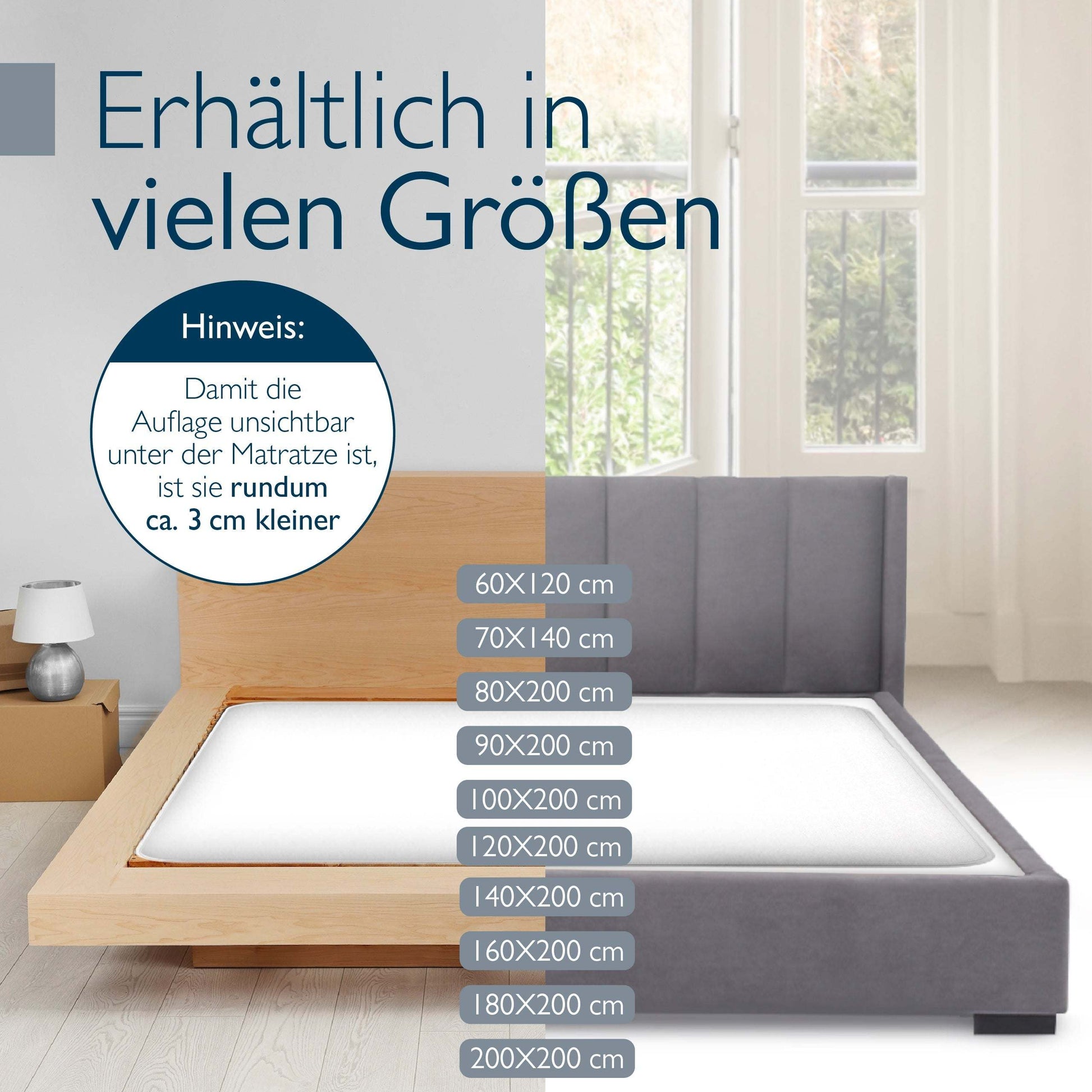 Beautissu MATRATZENSCHUTZ Unterlage - rutschfest, wasserdicht, Oeko-Tex zertifiziert, erhältlich in verschiedenen Größen.