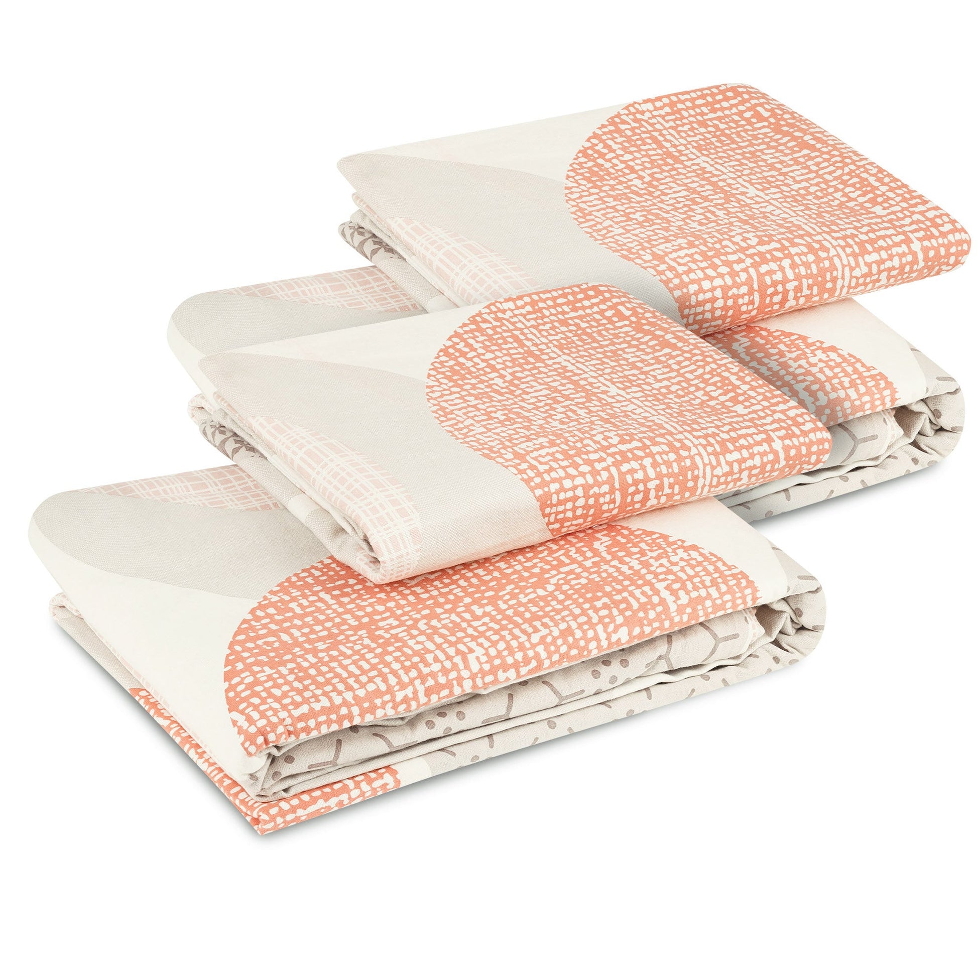 2er Set Biber Bettwäsche in beige and orange, 100% cotton, with pillowcases, breathable and soft.
