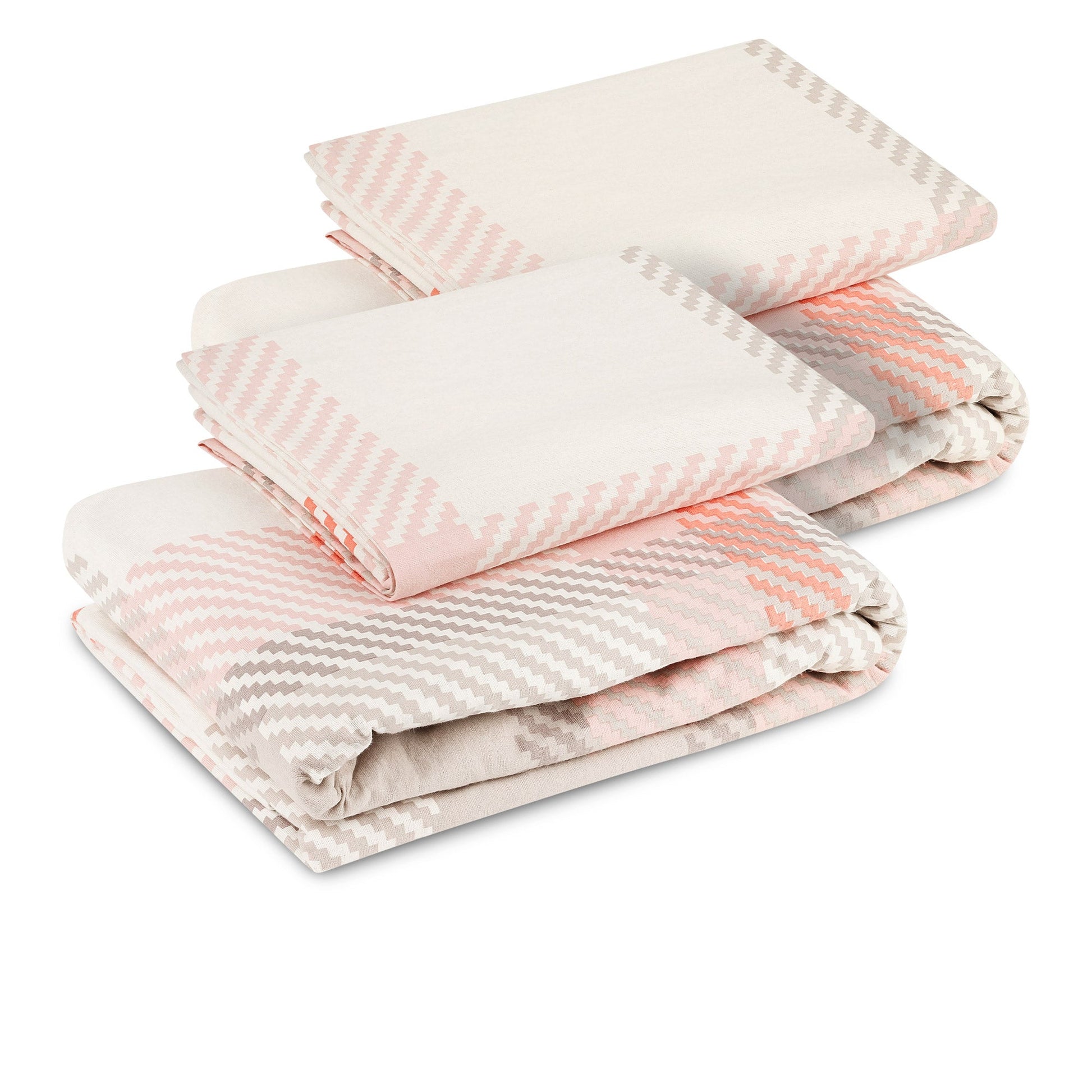 2er Set Beautissu Biber Bettwäsche in beige and pink with 100% cotton, featuring two duvet covers and two pillowcases.