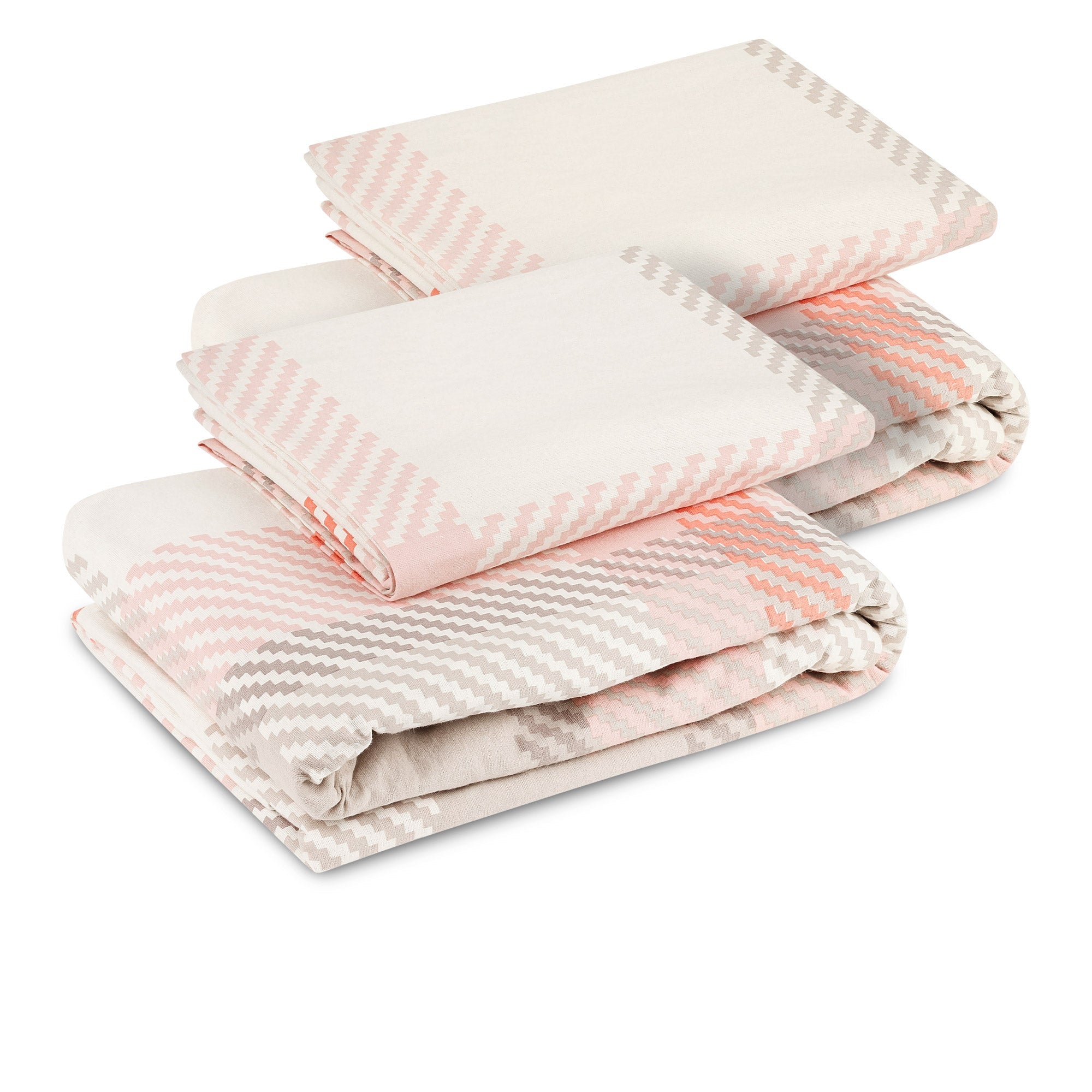 2er Set Beautissu Biber Bettwäsche in beige and pink with 100% cotton, featuring two duvet covers and two pillowcases.