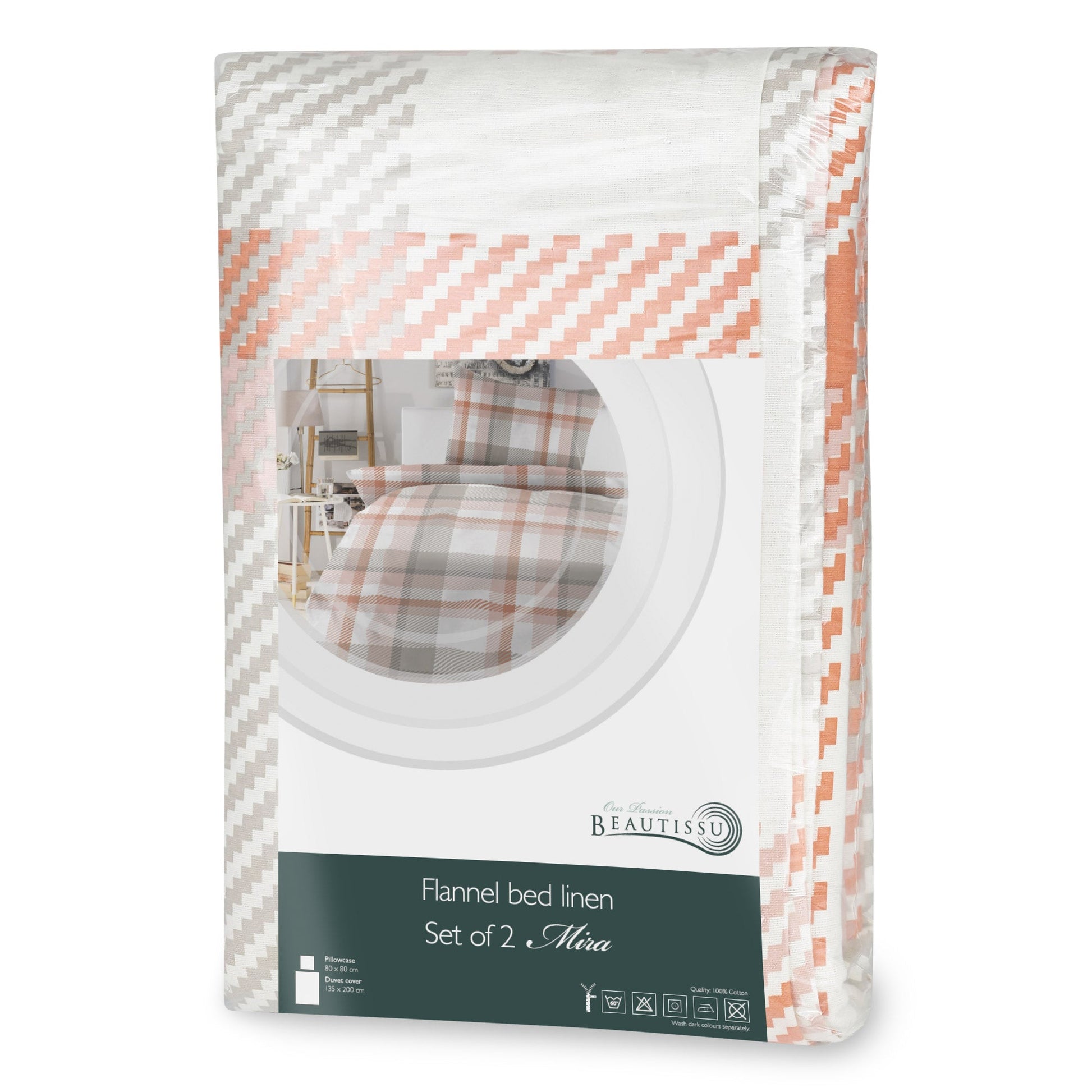 2er Set Beautissu Biber Bettwäsche aus 100% Baumwolle, flauschige und atmungsaktive Bettbezüge, pflegeleicht, inklusive Kissenbezug.