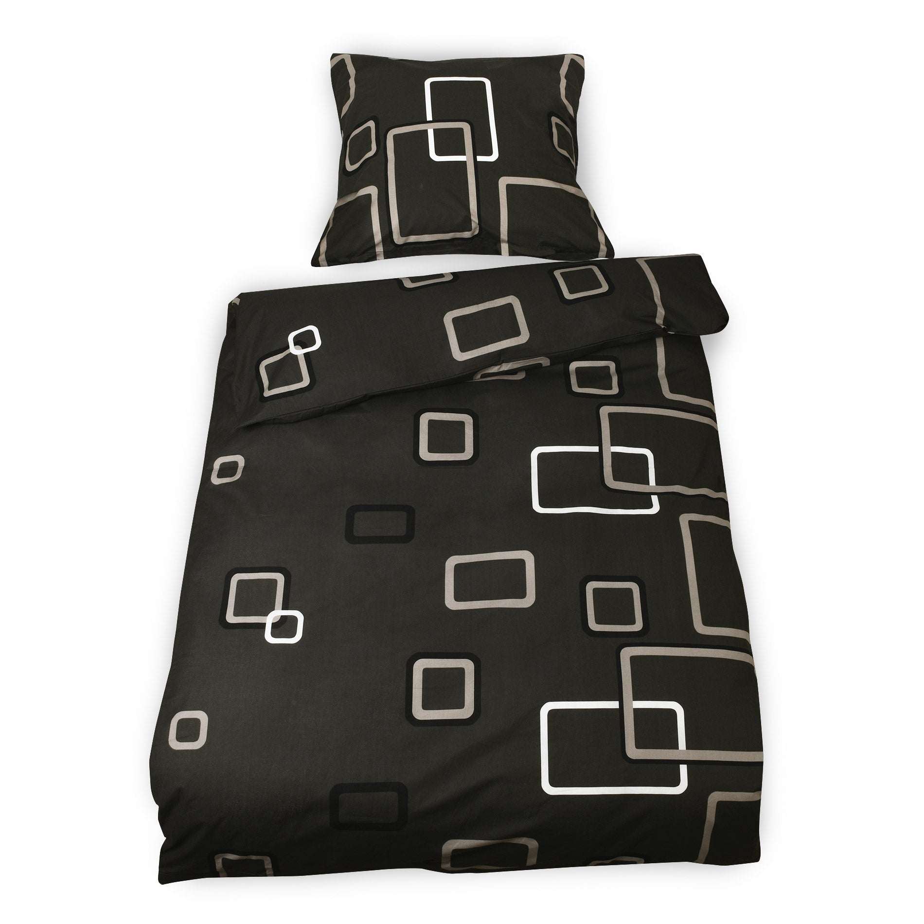 2-piece Renforcé bed linen set with geometric design, includes pillowcase 80x80cm and duvet cover 135x200cm, 100% cotton, temperature-balancing.