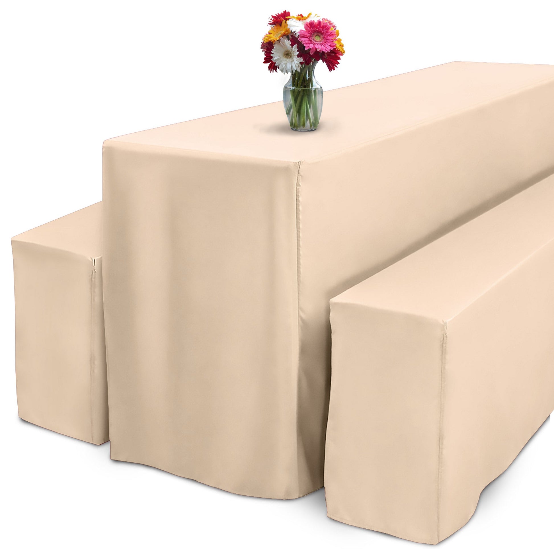 3er Set Beautissu Basic L Biertischhusse, elegant tablecloth set for garden parties, fits 50x220cm to 70x220cm beer tent furniture, easy care polyester.