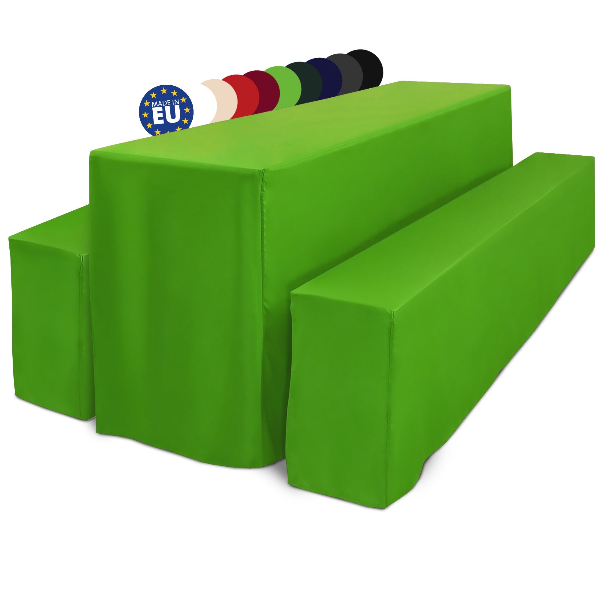 3er Set Beautissu Basic L Biertischhusse in Grün für Festzeltgarnitur, ideal für Events und Partys, pflegeleicht.