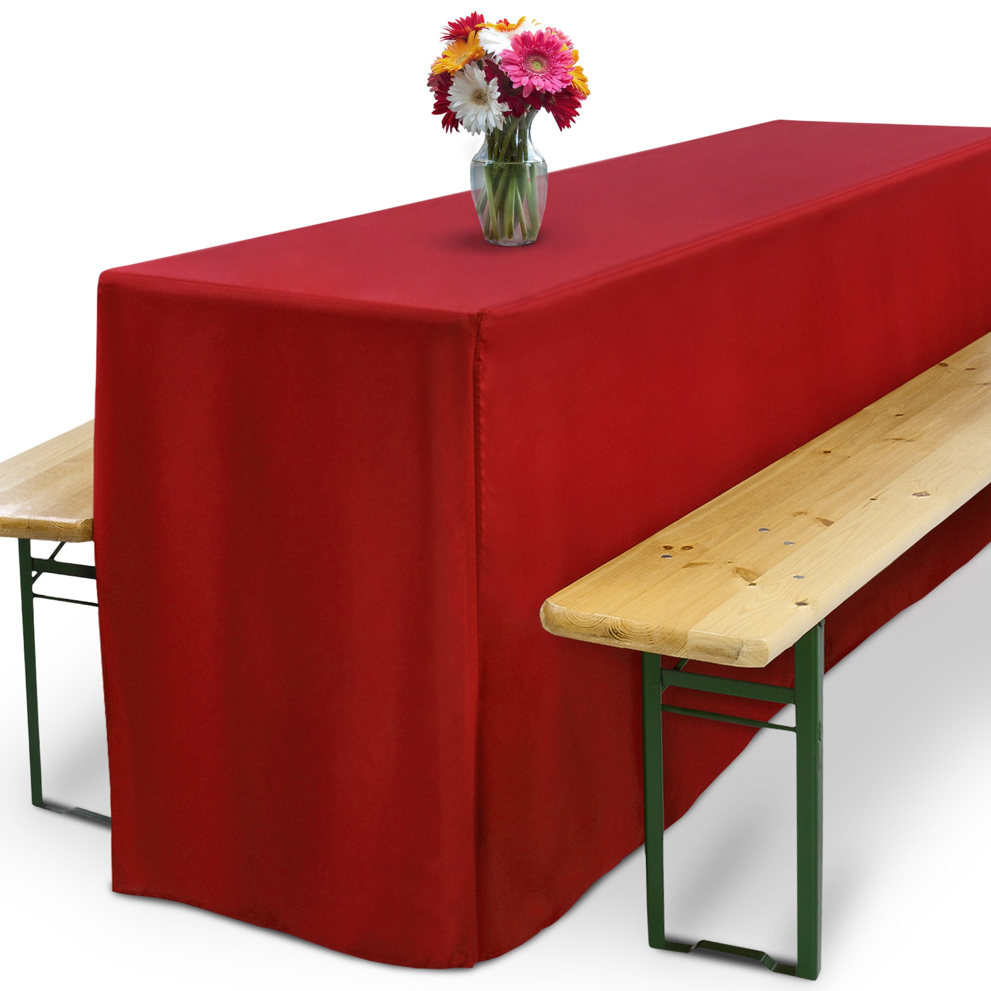 3er Set Beautissu Basic L Biertischhusse in red for garden parties and events.