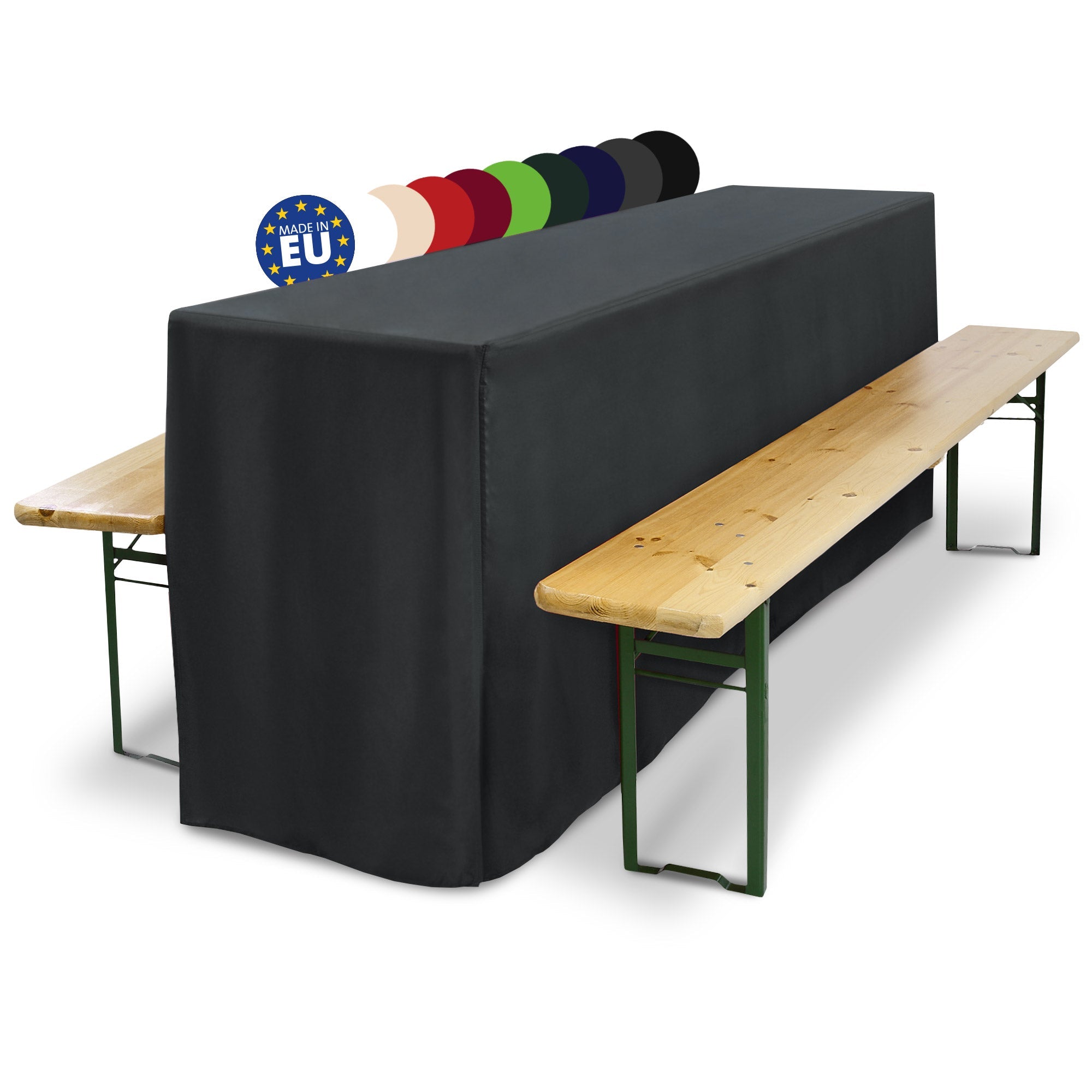 3er Set Beautissu Basic L Biertischhusse für Festzeltgarnitur edel bodenlang passend für 50x220cm und 70x220cm Tischbreite.