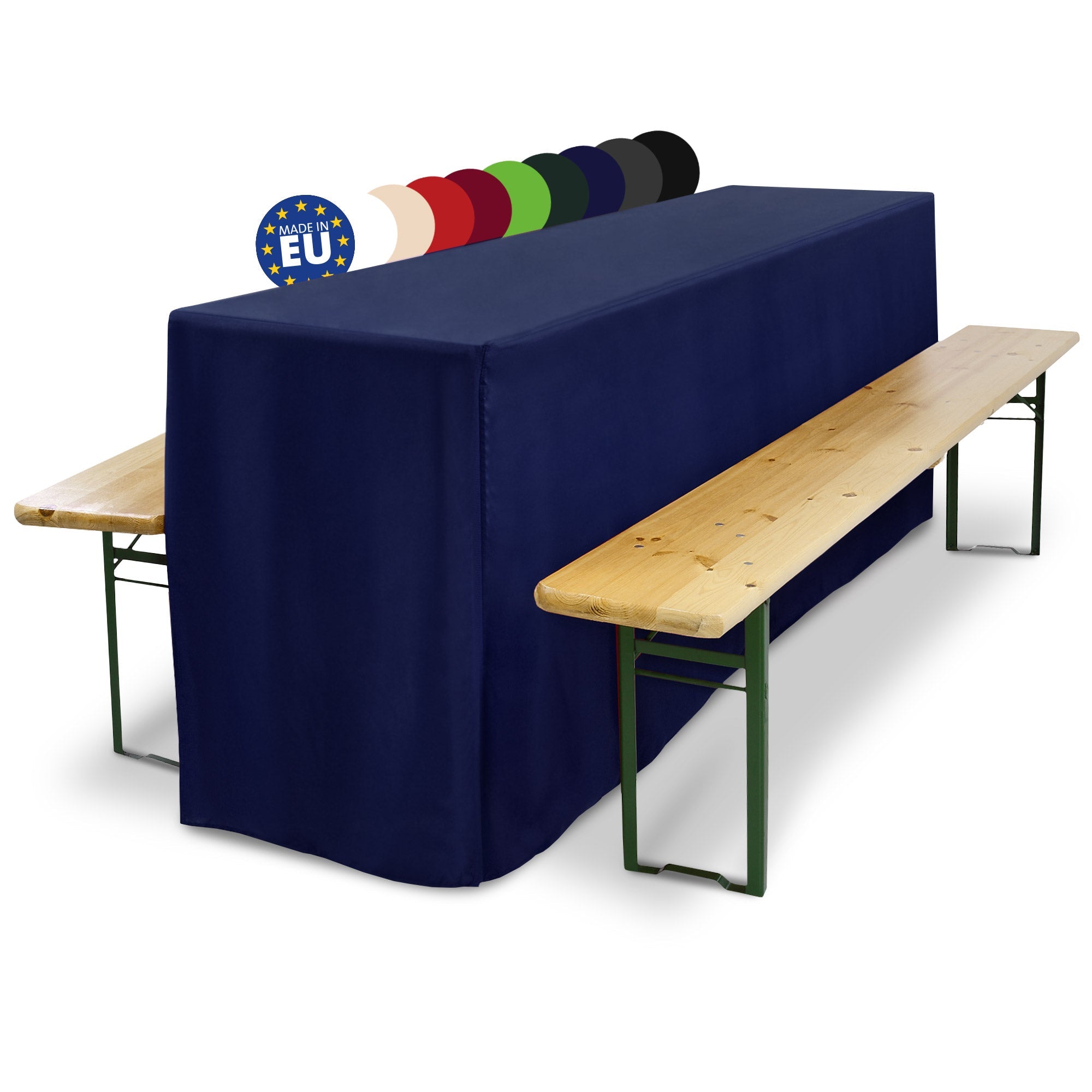 3er Set Beautissu Basic L Biertischhusse, elegant complete cover for beer table and benches, fits 50x220cm and 70x220cm, ideal for events and parties.