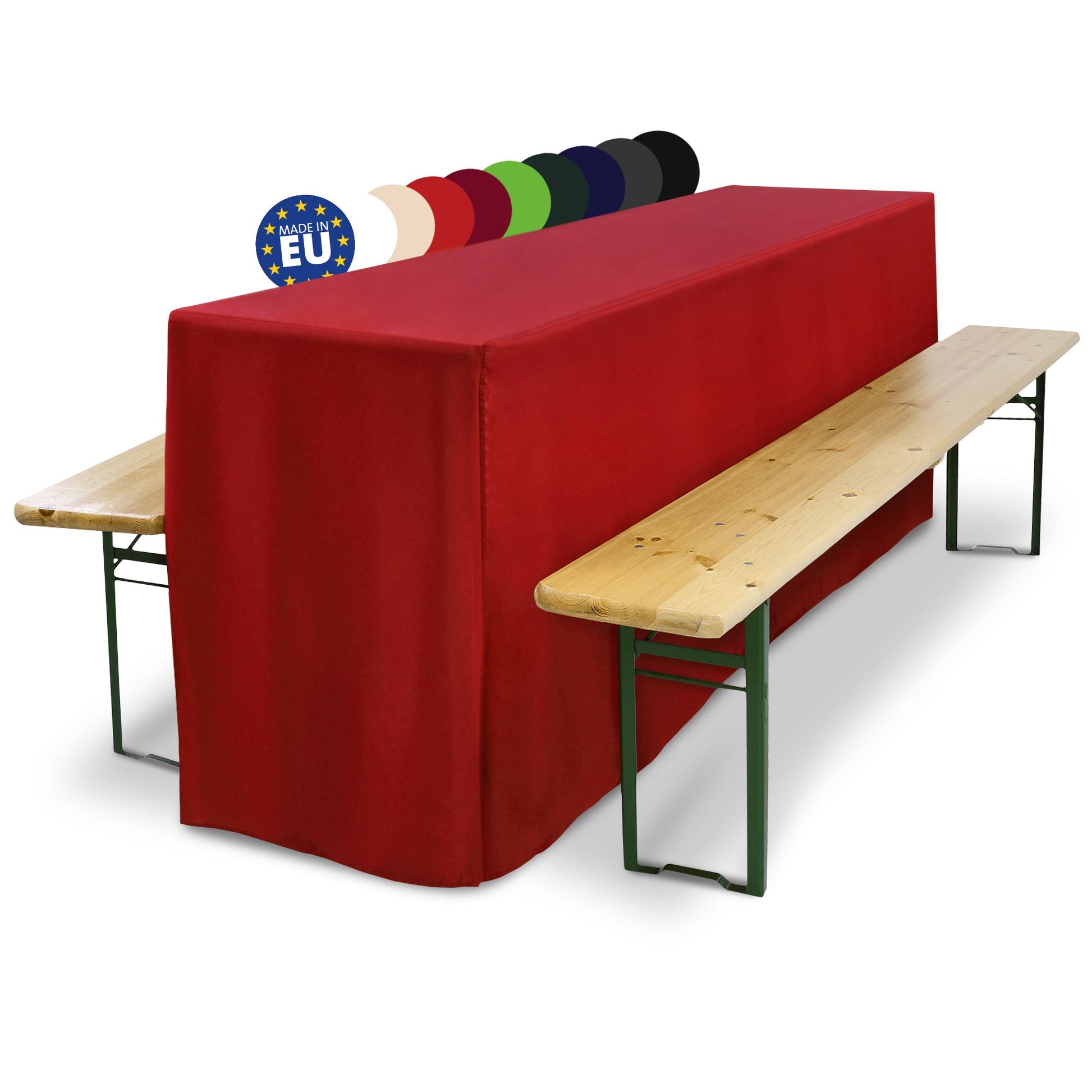 3er Set Beautissu Basic L Bierbankhussen für Festzeltgarnitur, bodenlang und pflegeleicht, passend für 50x220cm bis 70x220cm Tische.
