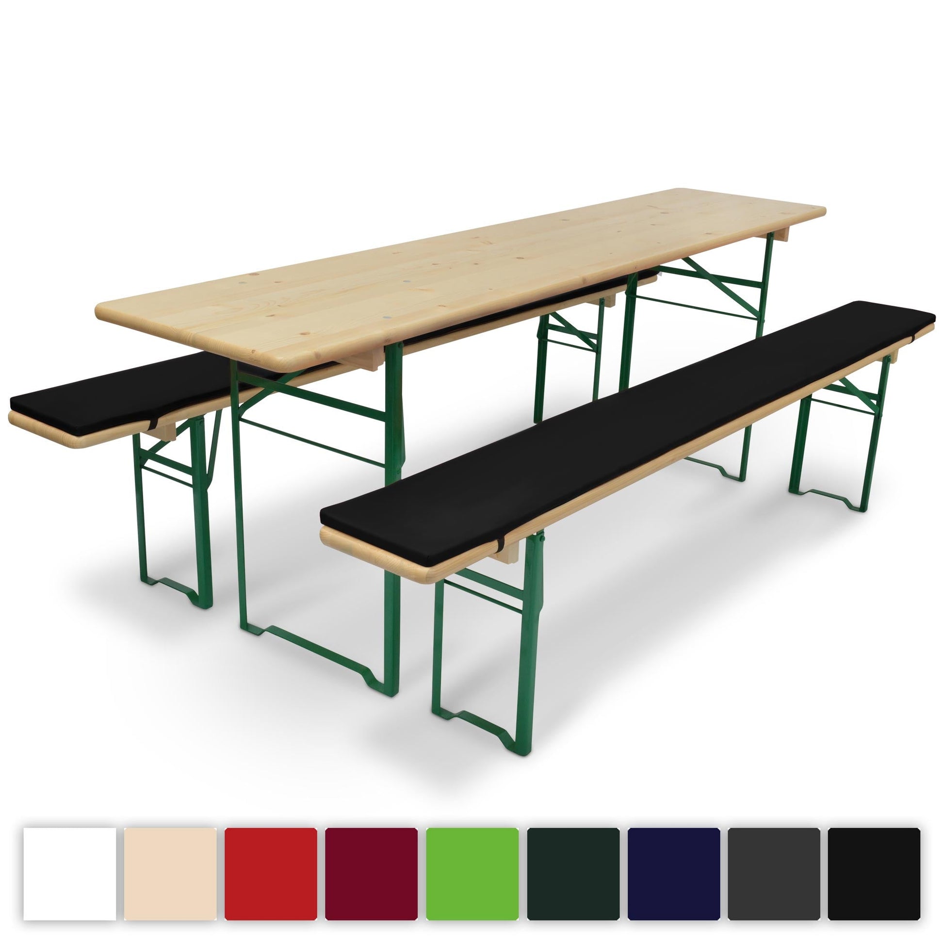 3er Set Beautissu Comfort XS Biertisch und Bierbankauflagen in Schwarz, ideal für Feste und Feiern.