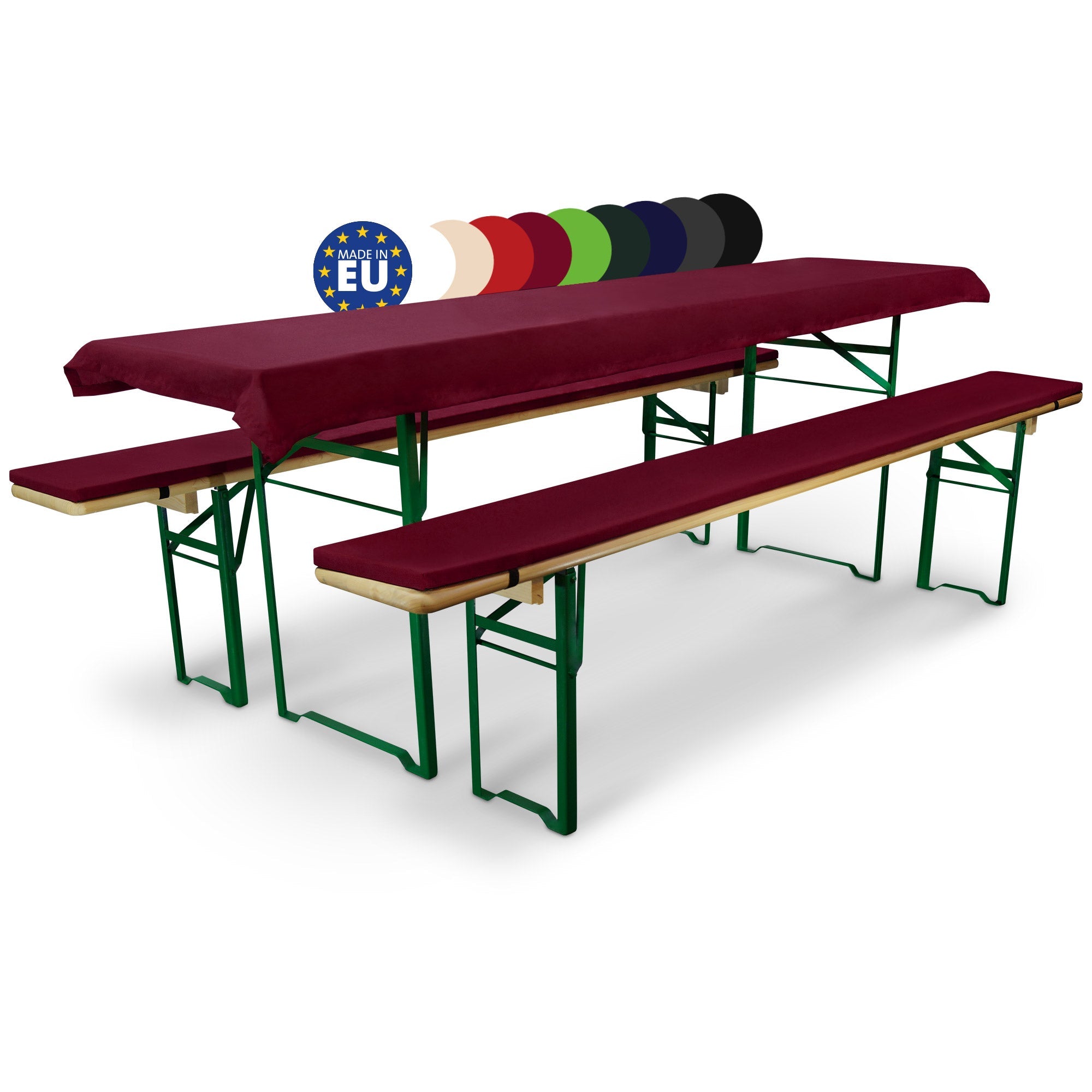 3er Set Beautissu Comfort XS Tischdecke und Bierbankauflagen für Festzeltgarnitur, in verschiedenen Farben.