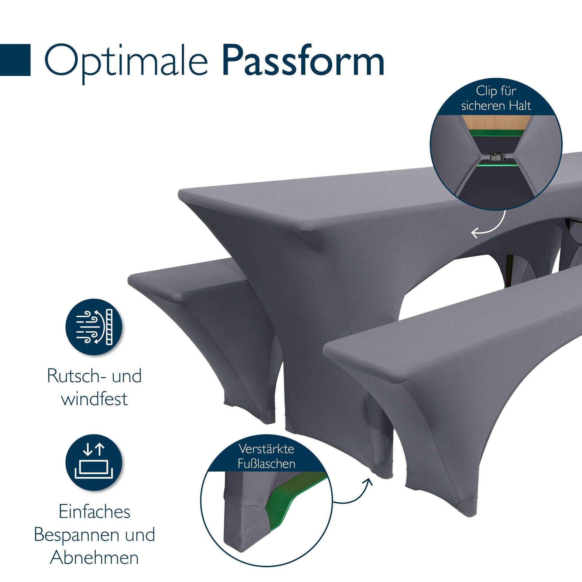 heimtexland ® Hussen Set 3-delige biertentgarnituur, 1 x tafelhoes, biertafel, 2 x bankhoezen, bierbank, tafeldecoratie, wit, voor 70 x 220 cm tafel heimtexland ® Hussen Set 3-delige biertentgarnituur, 1 x tafelhoes, biertafel, 2 x bankhoezen, bierbank, tafeldecoratie, wit, voor 70 x 220 cm tafel