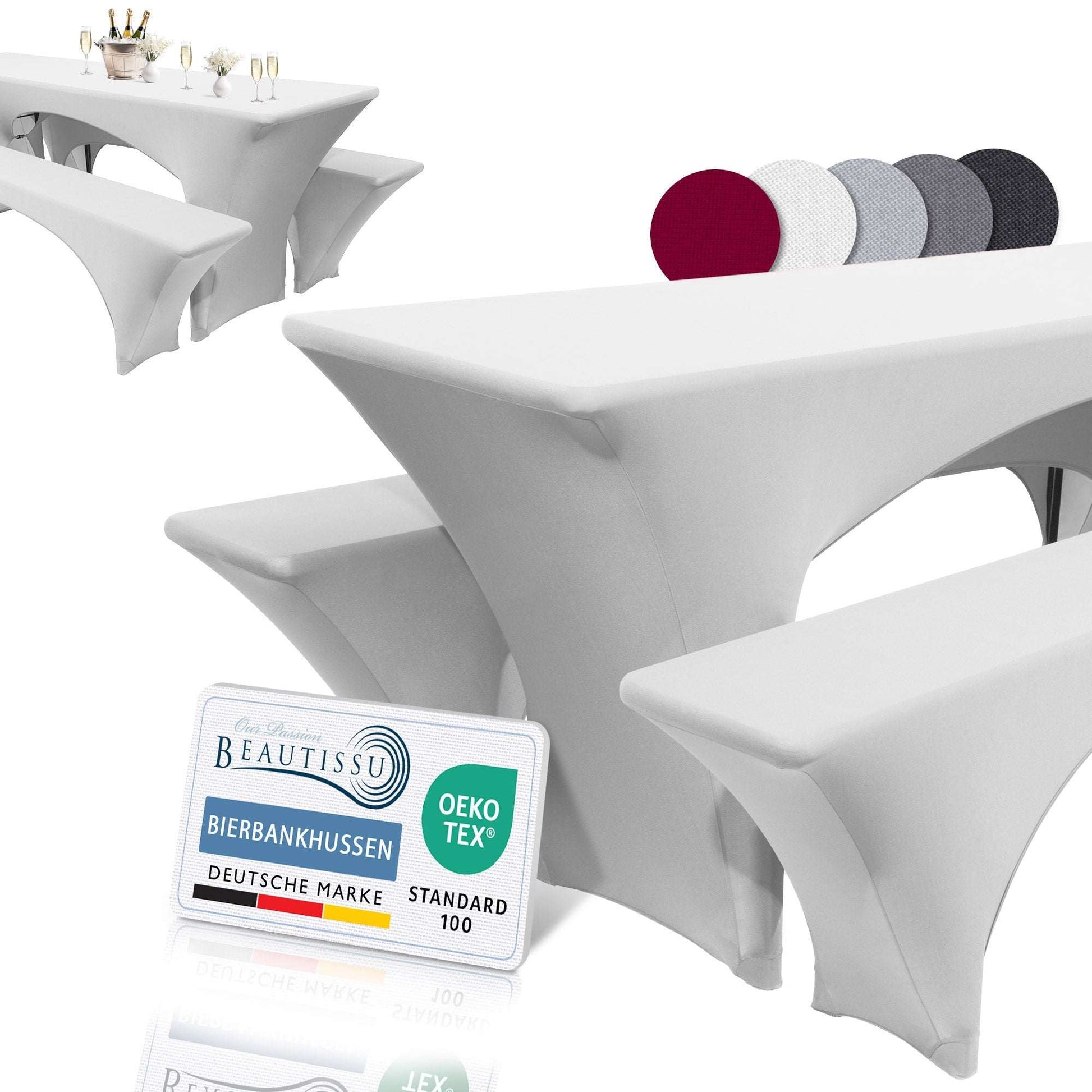 EBETA E Elastische biertafelhoezen, bierbankhoes en tafelkleed voor 50 cm 3-delige set, brede biertentgarnituur, stretch hoezen voor feesttentsgarnituren, bierbankhoezen (wit EBETA E Elastische biertafelhoezen, bierbankhoes en tafelkleed voor 50 cm 3-delige set, brede biertentgarnituur, stretch hoezen voor feesttentsgarnituren, bierbankhoezen (wit