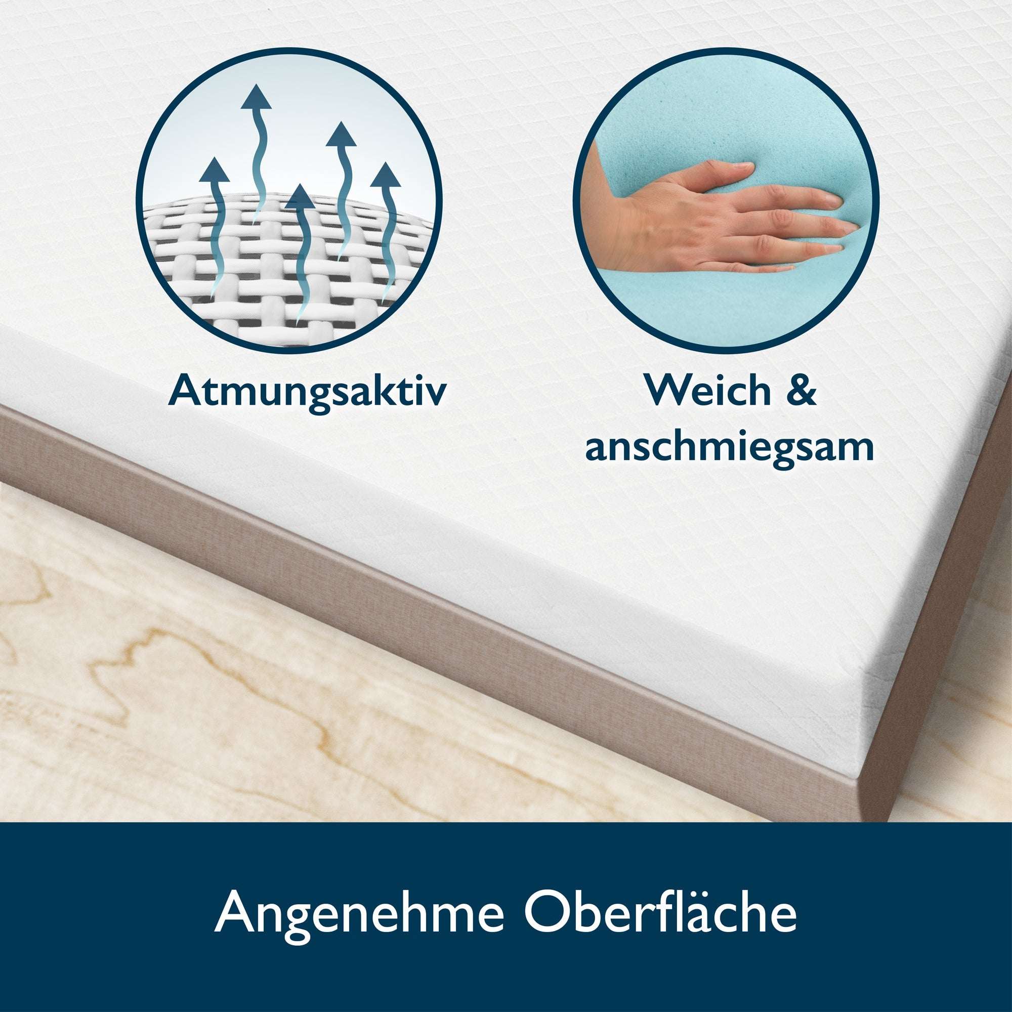"Beautissu BeauNuit GT Gel Matratzentopper Memory Foam, atmungsaktiv und weich, für Matratzen bis 30 cm geeignet."