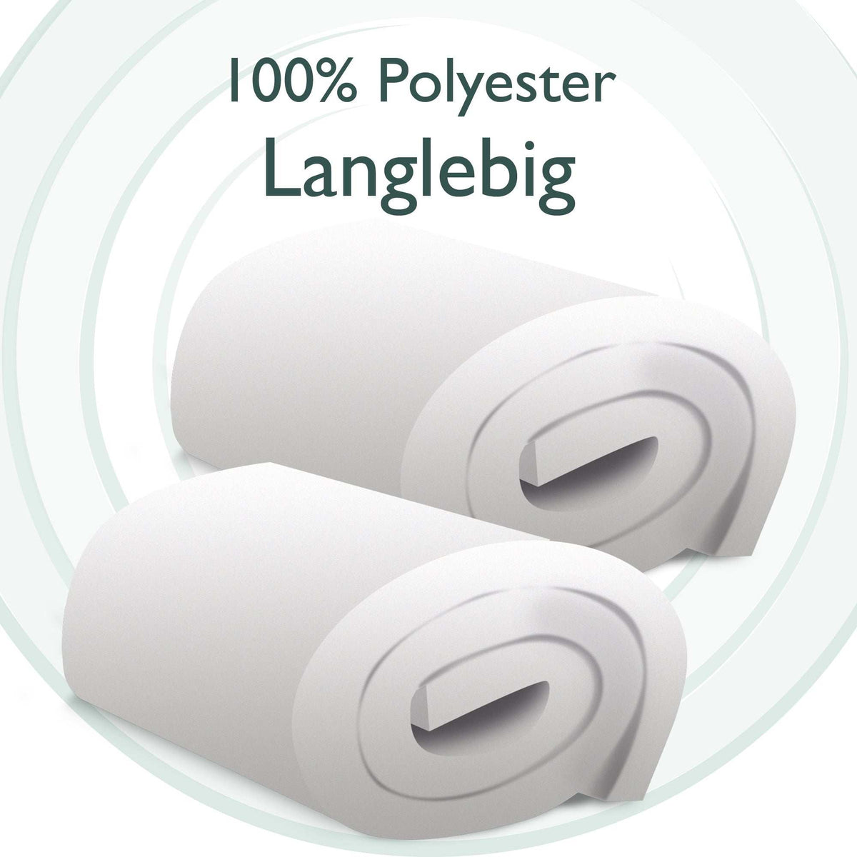 Zwei aufgerollte Bierbankpolster aus Schaumstoff, 100 % Polyester, langlebig