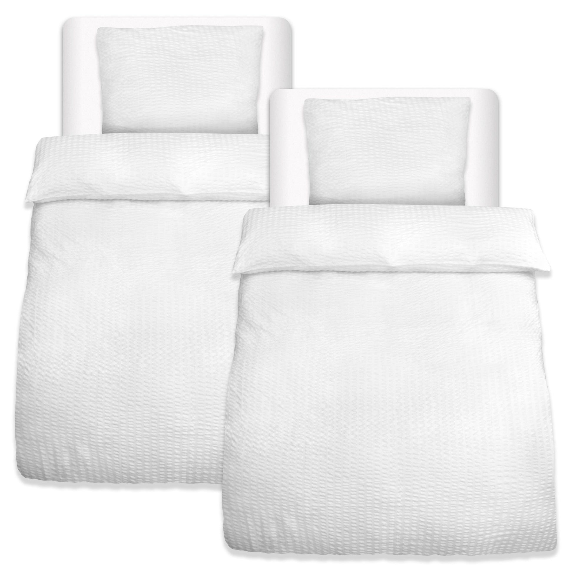 4tlg. Set Beautissu Meline Seersucker Bettwäsche, 2x Bettbezug, 2x Kissenbezug, 100% Polyester.