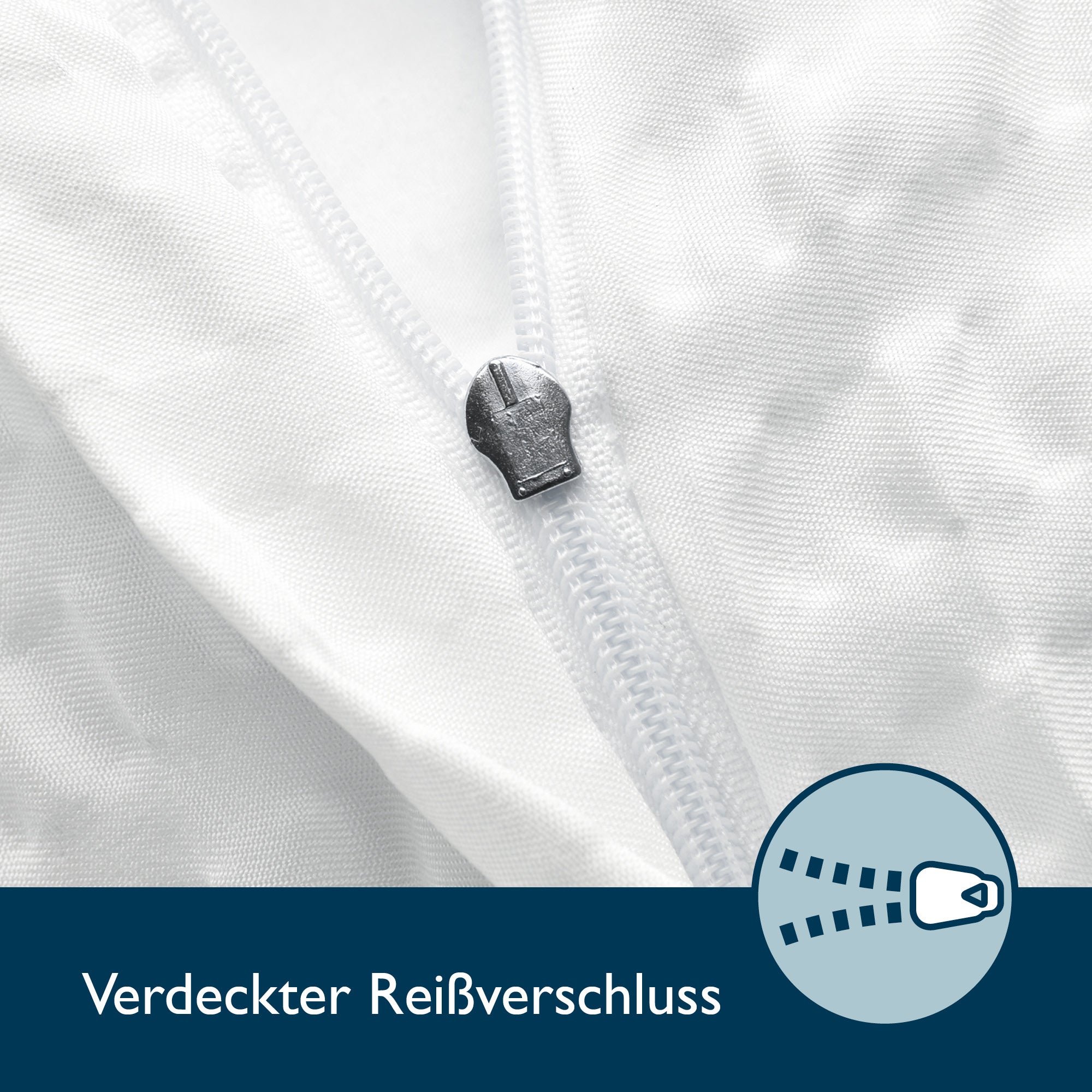 4tlg. Set Beautissu Meline Seersucker Bettwäsche mit verdecktem Reißverschluss für einfachen Wechsel.