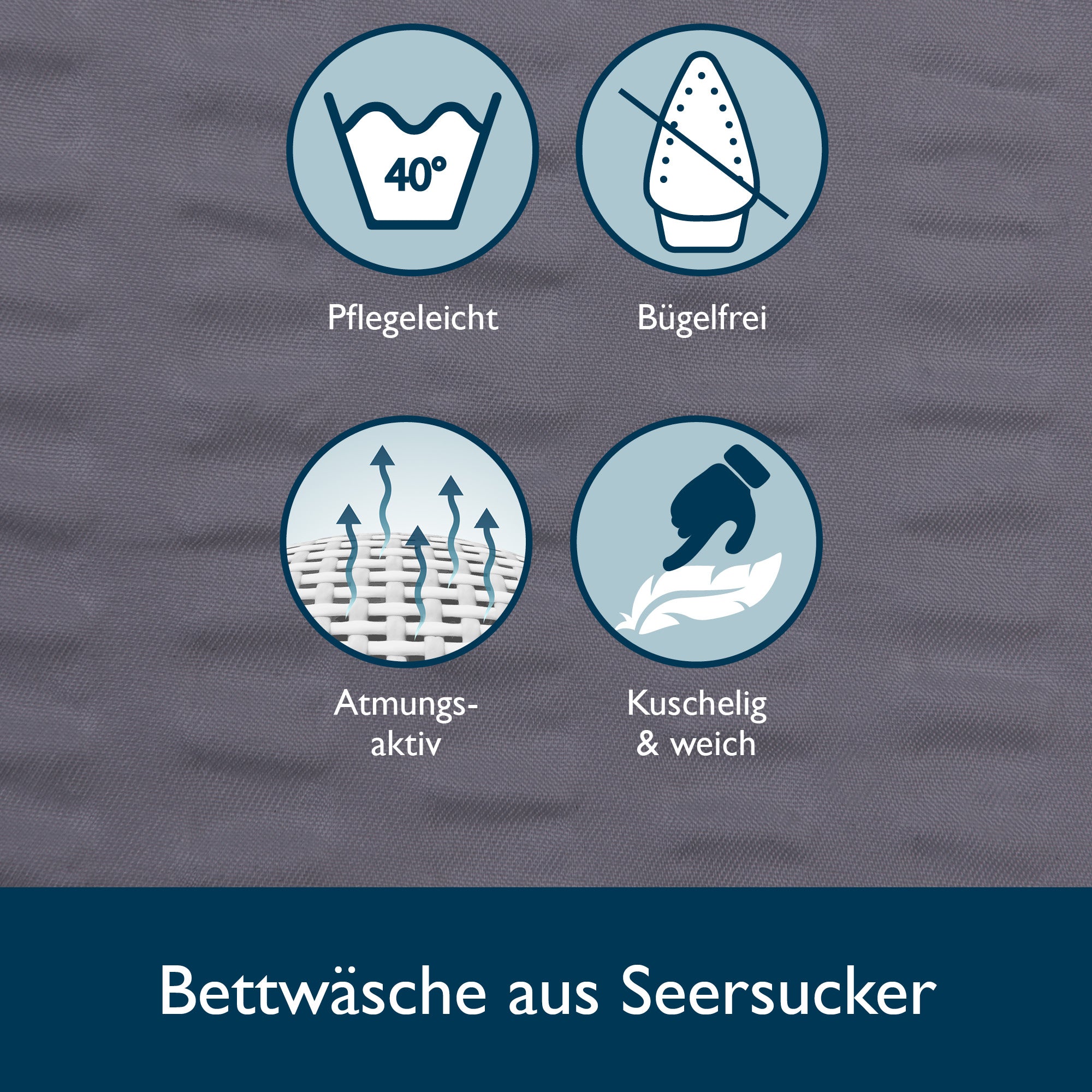 4-teiliges Beautissu Meline Seersucker Bettwäsche Set mit Pflegehinweisen.