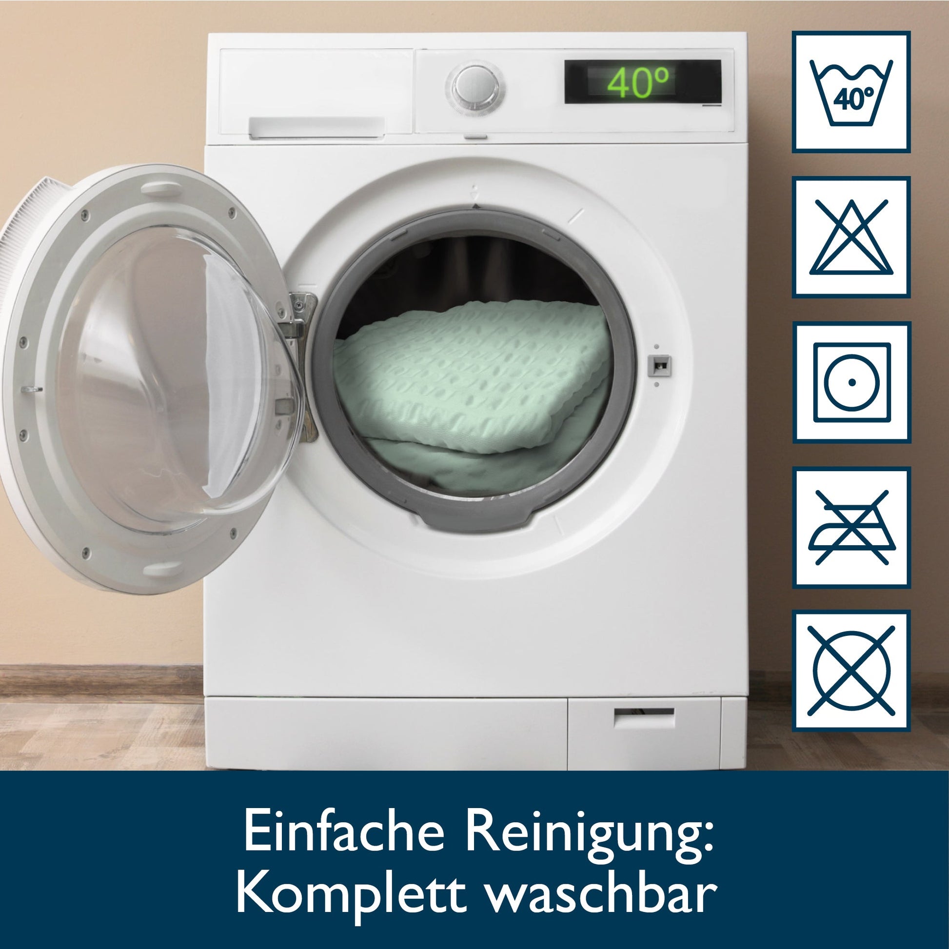 4tlg. Set Beautissu Meline Seersucker Bettwäsche in Waschmaschine bei 40 Grad waschbar.