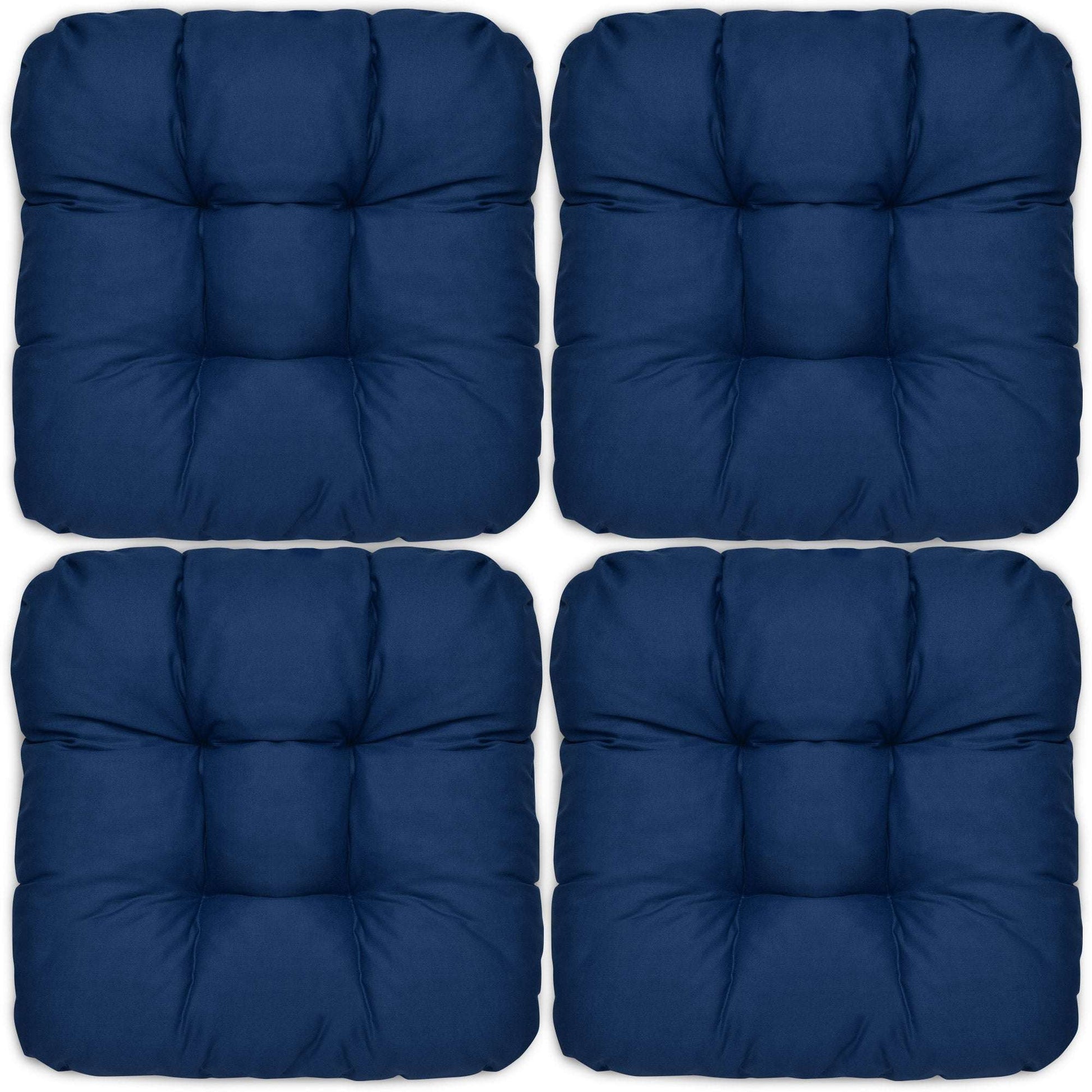 4er Set Beautissu Lisa Stuhlkissen 40x40cm, vielseitige Dekokissen in Blau.