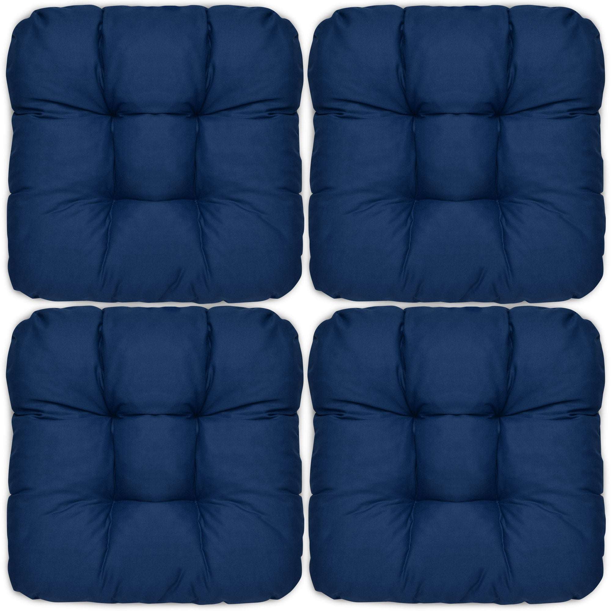4er Set Beautissu Lisa Stuhlkissen 40x40cm, vielseitige Dekokissen in Blau.