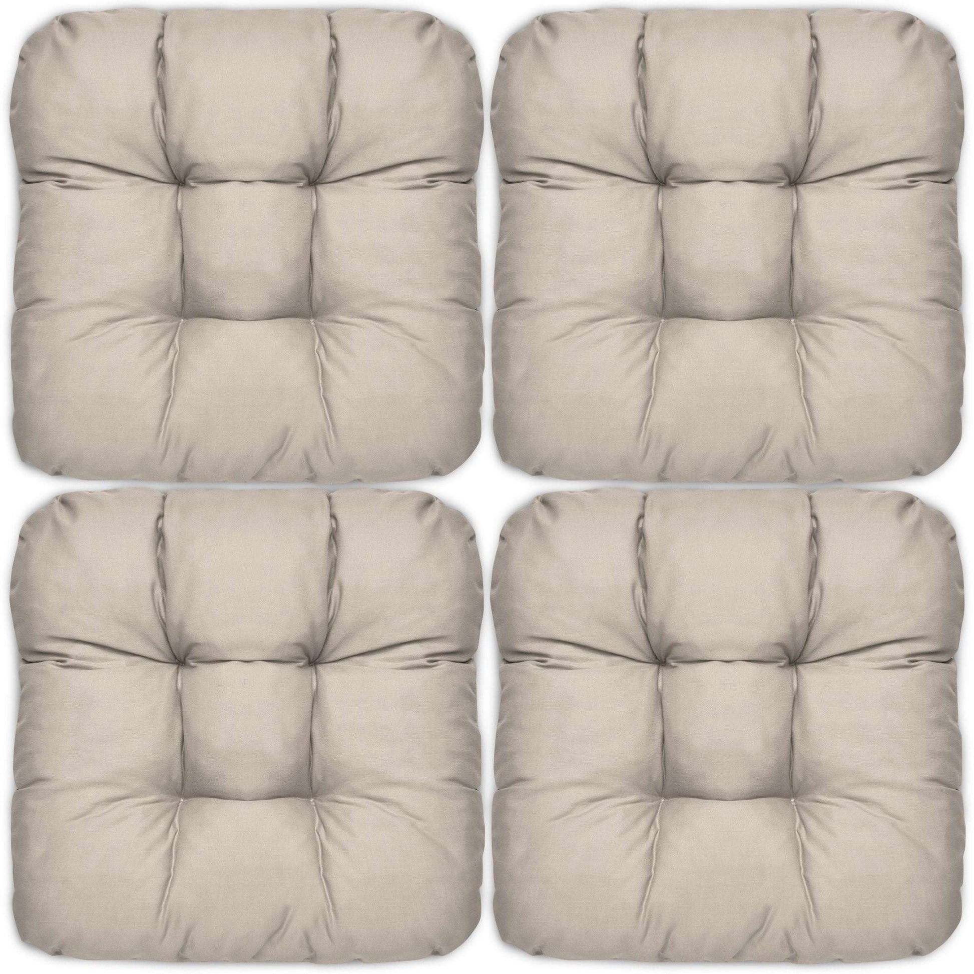 4er Set Beautissu Lisa Stuhlkissen, 40x40cm, vielseitige Dekokissen, beige.