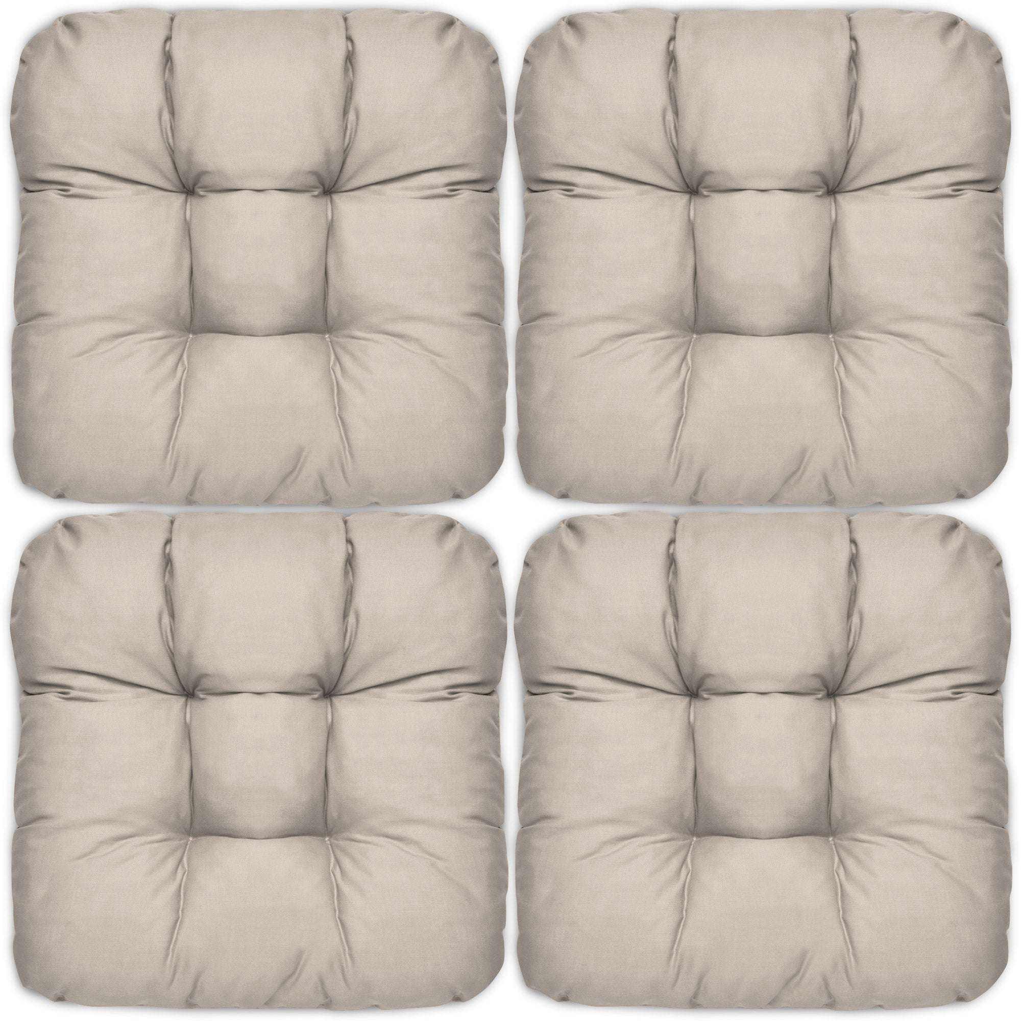 4er Set Beautissu Lisa Stuhlkissen, 40x40cm, vielseitige Dekokissen, beige.