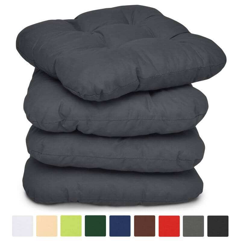 4er Set Beautissu Lisa Stuhlkissen 40x40cm in various colors, featuring durable seams and versatile use.