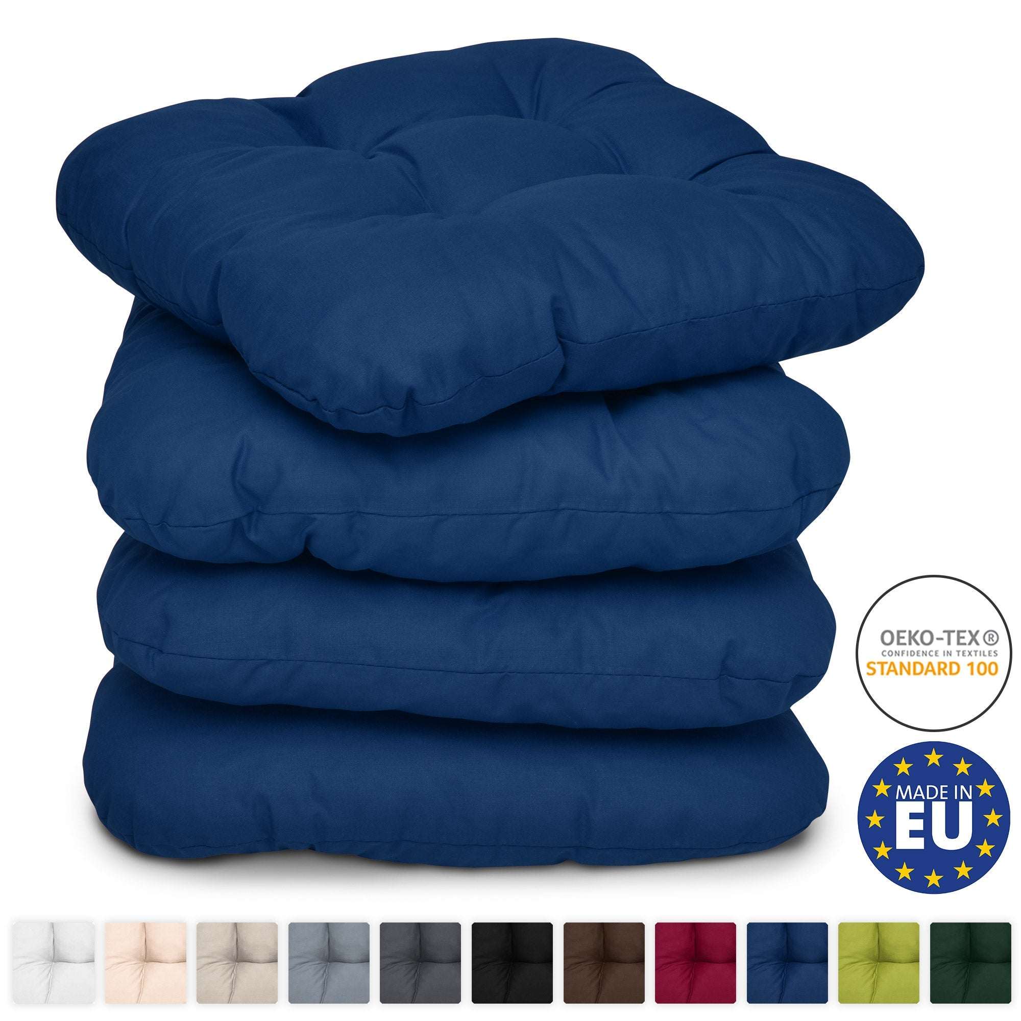 Hespéride Stuhlkissen Korai 40x40 Cm – Quadratisches Außenkissen In Entenblau Mit 4 Punkten, Polyester