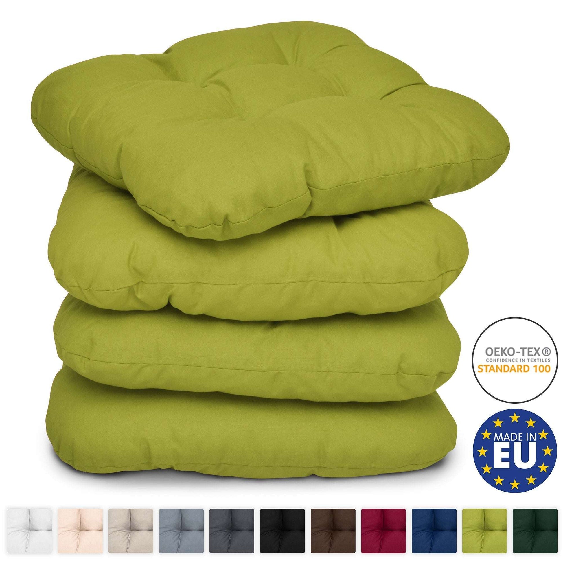 4er Set Beautissu Lisa chair cushions 40x40cm, assorted colors, Oeko-Tex certified.