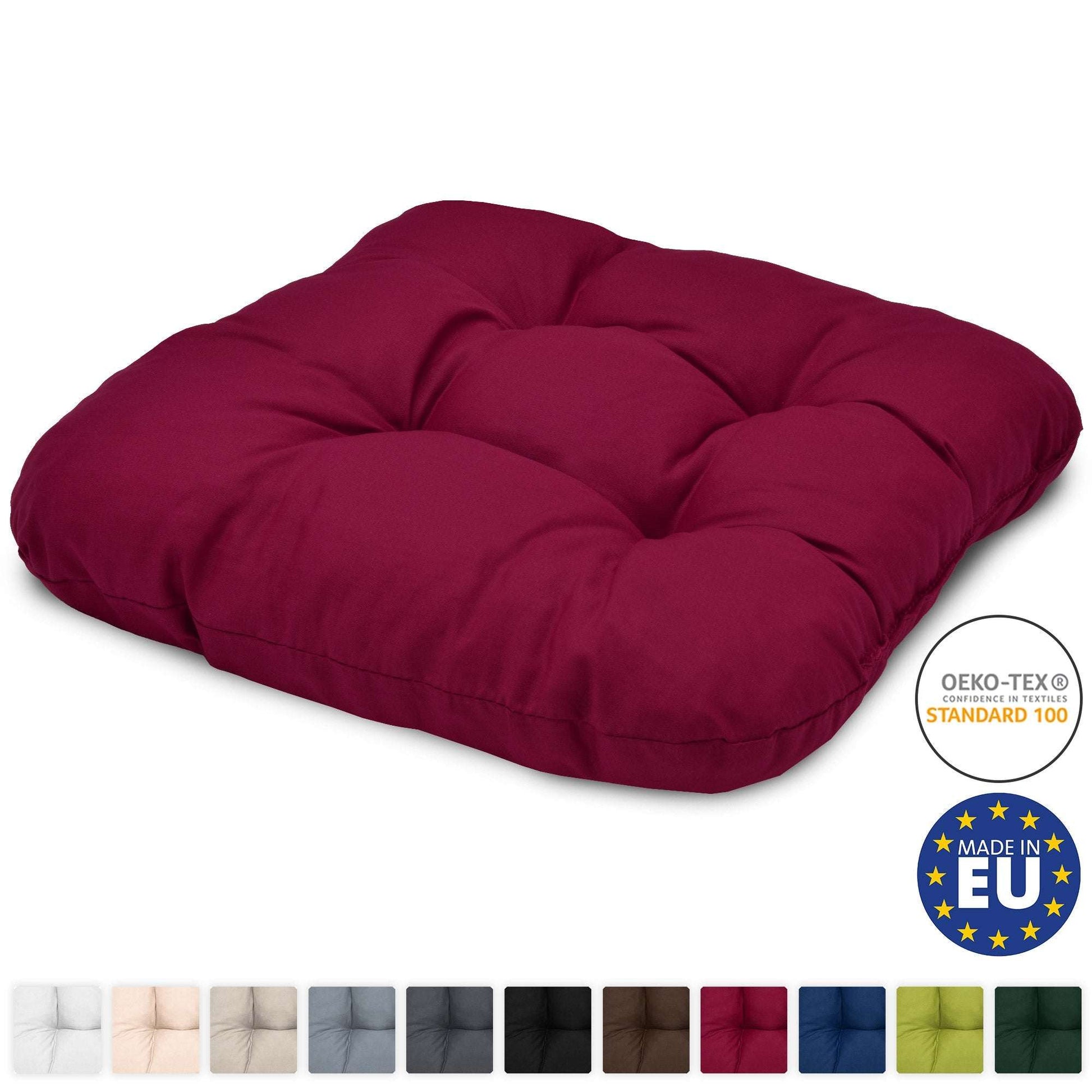 4er Set Beautissu Lisa Stuhlkissen 40x40cm, vielseitige Farben, Oeko-Tex zertifiziert, hochwertige Sitz- und Dekokissen, Made in EU.