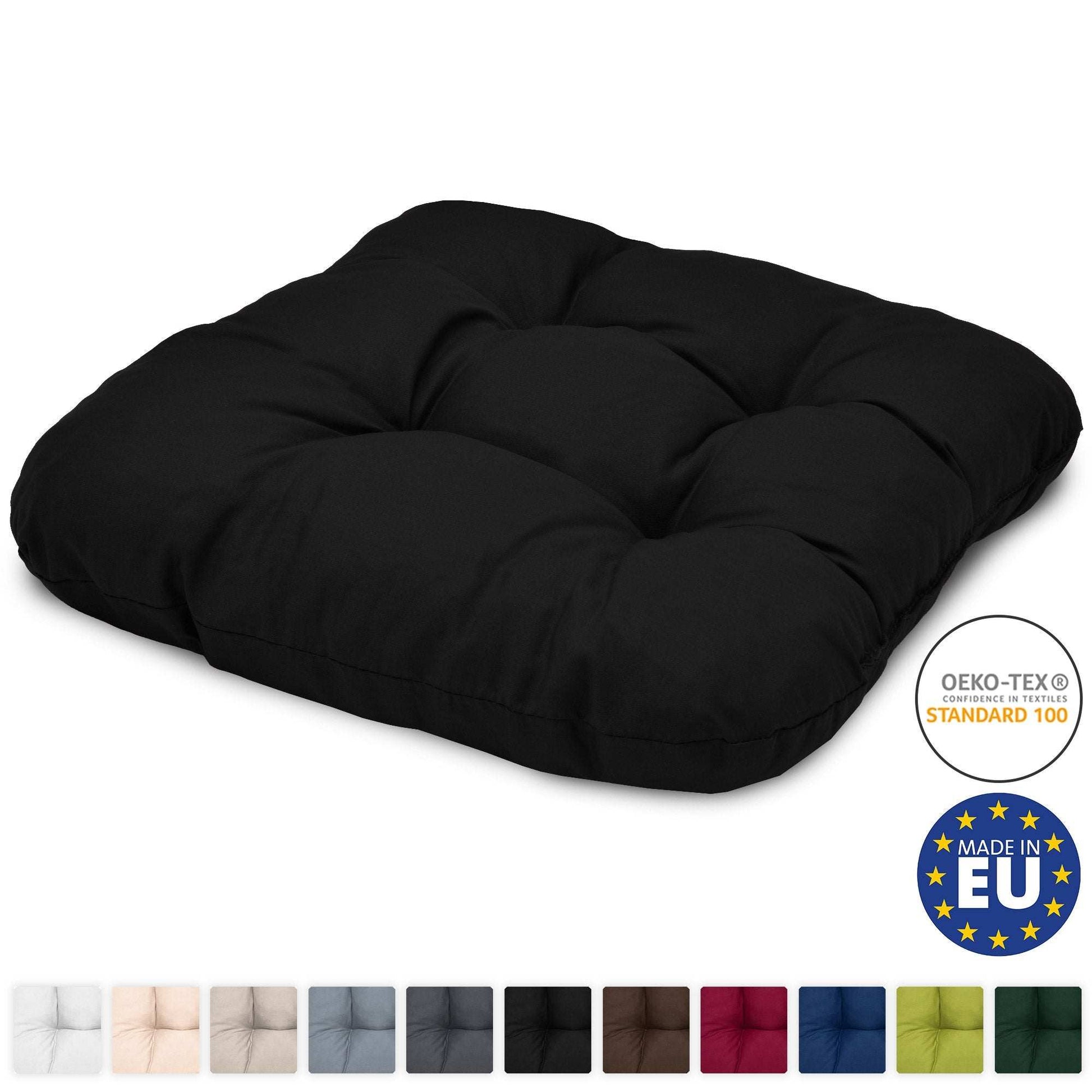 4er Set Beautissu Lisa seat cushions, 40x40cm, black, Oeko-Tex certified, made in EU.