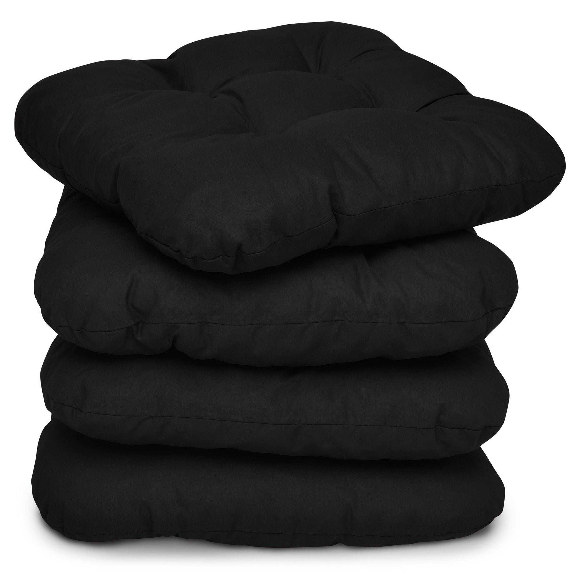 4er Set Beautissu Lisa seat cushions in black, 40x40cm, versatile and durable design.