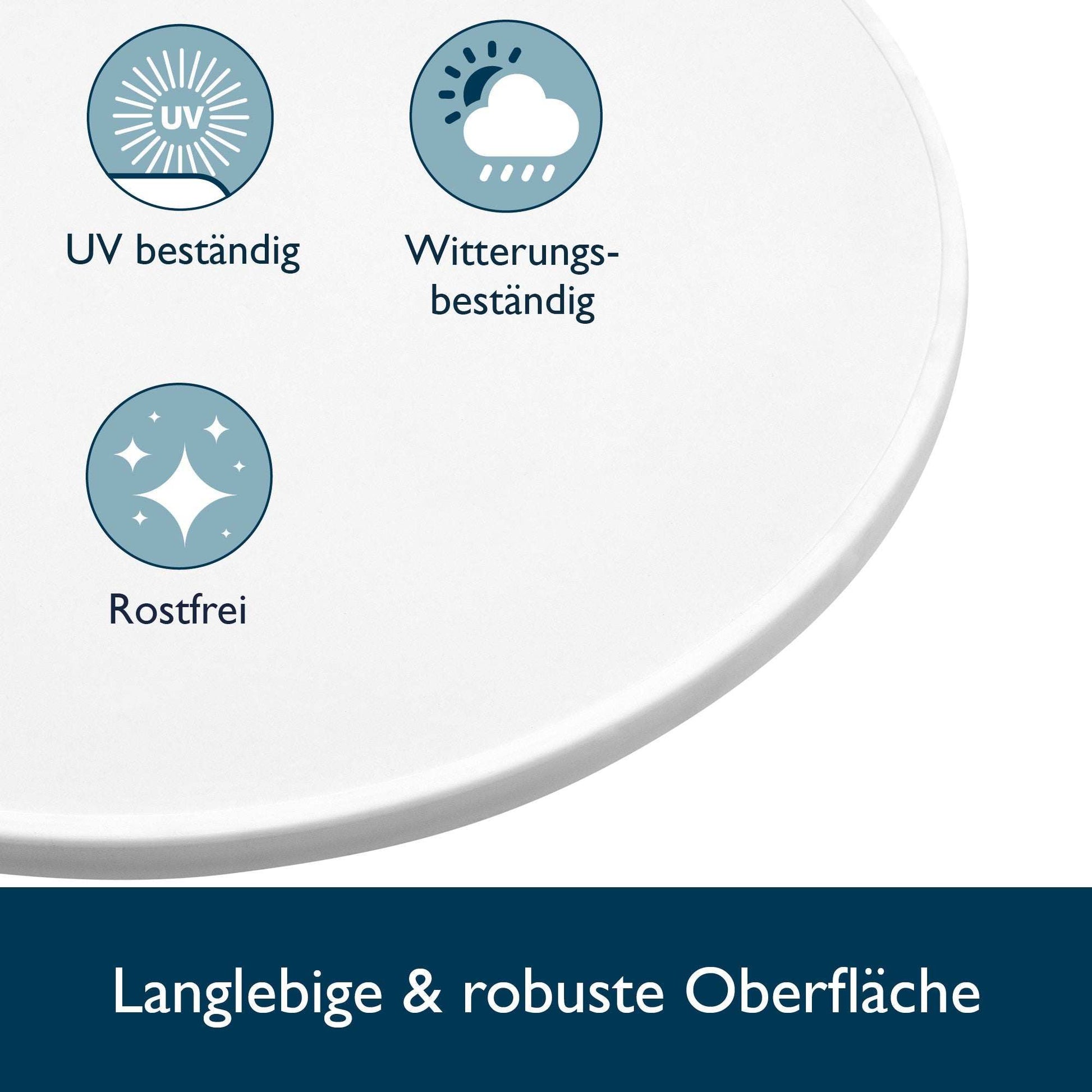 Beautissu Stehtisch Bellini Ø80cm, weiß, klappbar und wetterbeständig für Indoor/Outdoor Nutzung.