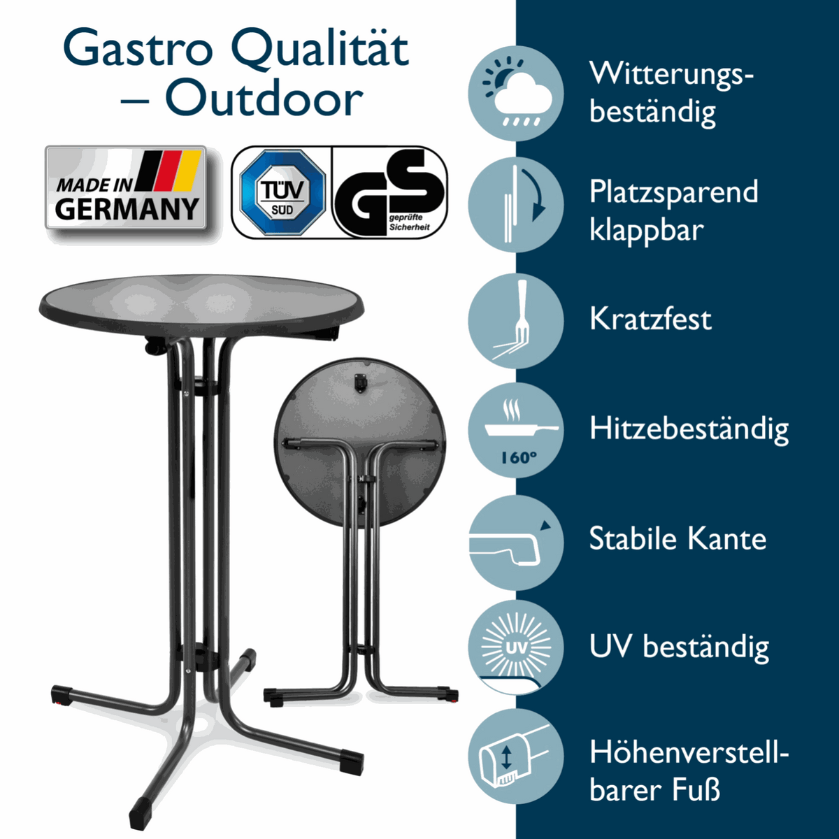 Stehtisch Sylt anthrazit Ø70/80 cm Gastro – Hussen Discount