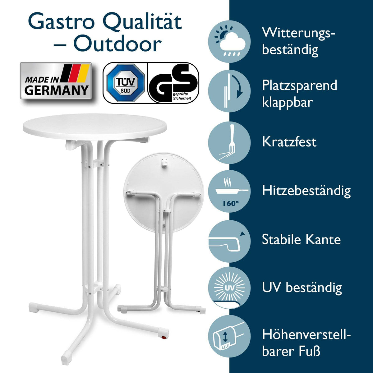 Stehtisch Sylt weiß Ø70/80 cm Gastro – Hussen Discount