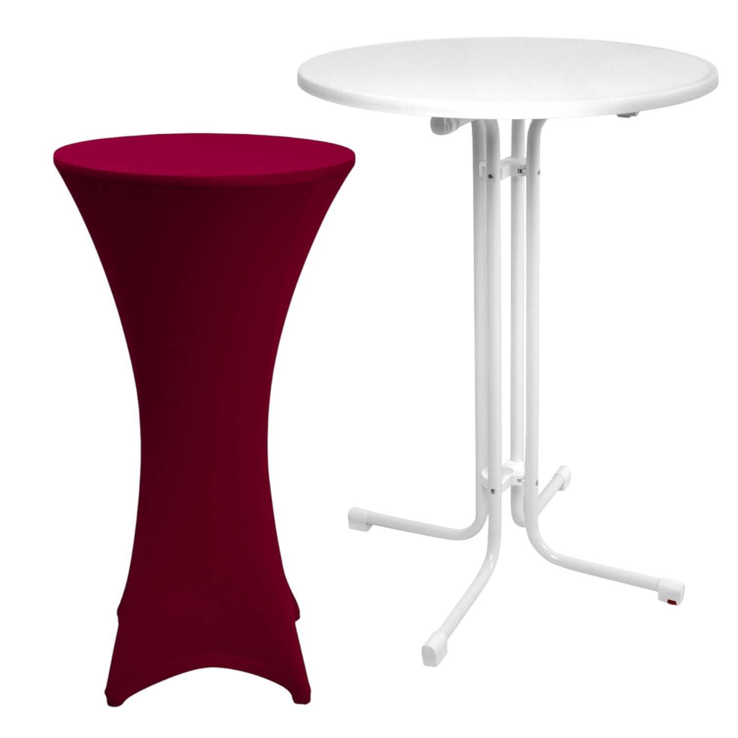 Beautissu Set Sylt white standing table with Stella stretch cover Ø70 or 80cm.