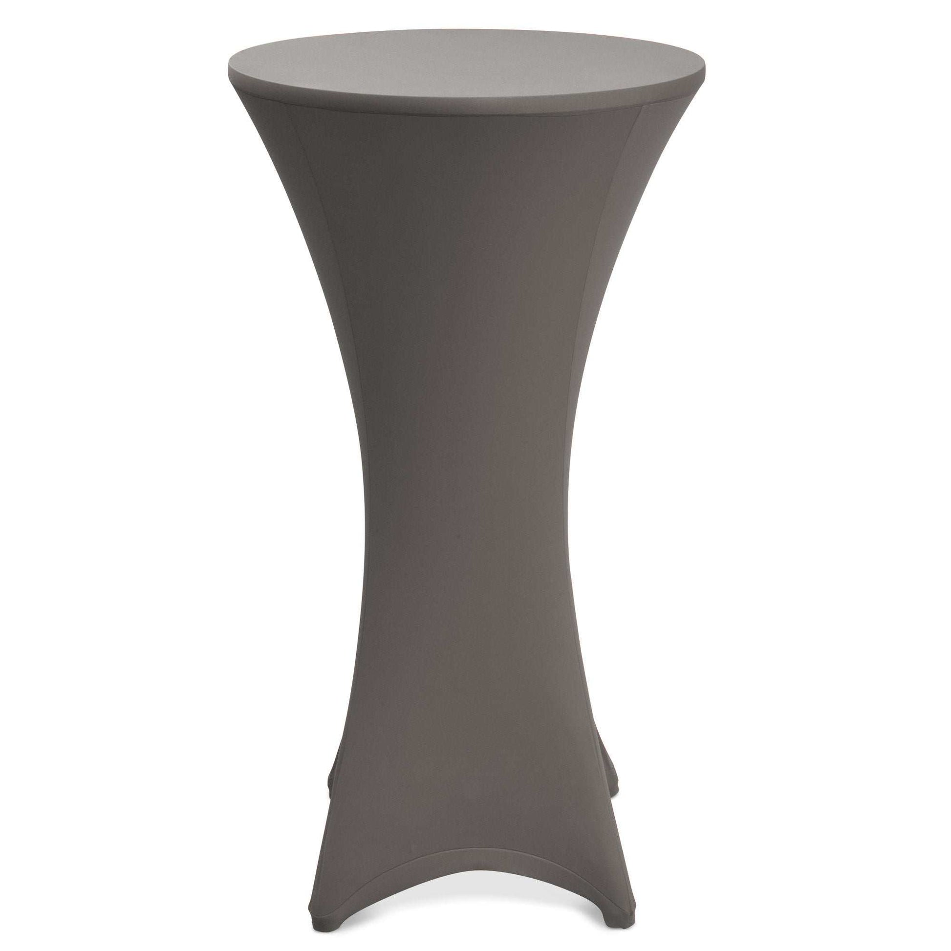Beautissu Stella Stretch Stehtischhusse in Grau für Ø60/70/80cm Tische, ideal für festliche Anlässe.