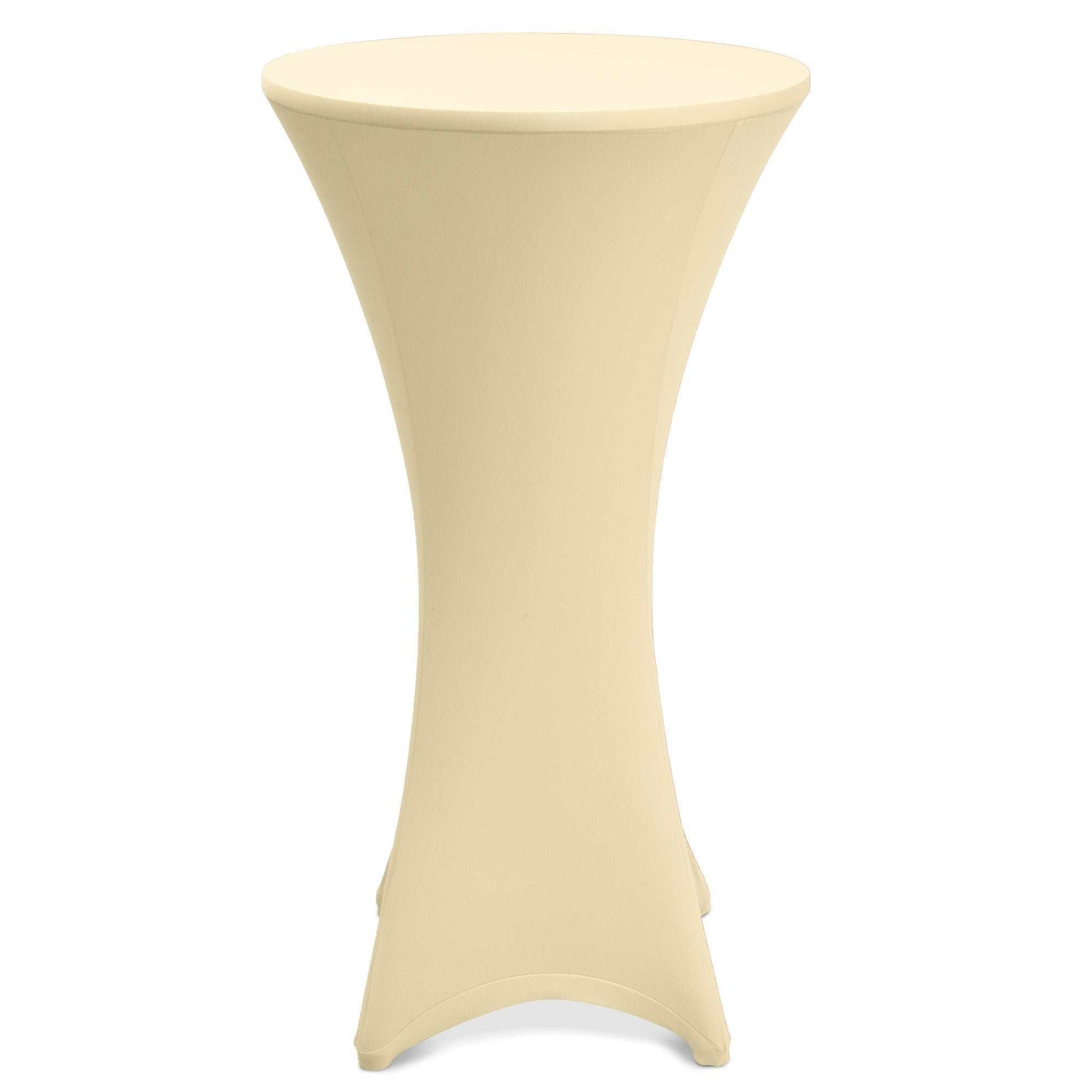 Beautissu Stella Stretch Stehtischhusse in beige, passend für Ø60/70/80cm Stehtische.