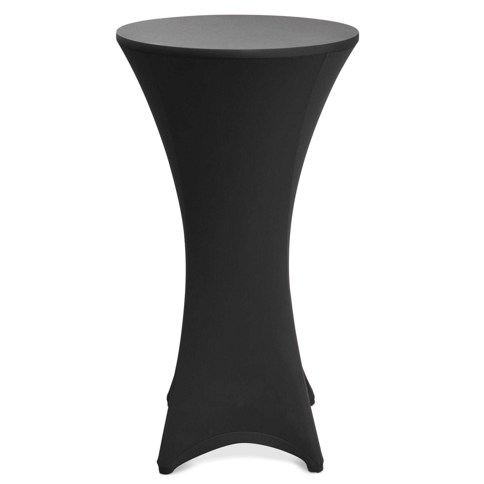 Beautissu Stella Stretch Stehtischhusse in Schwarz für Ø60/70/80cm Tische, elastisch und pflegeleicht.