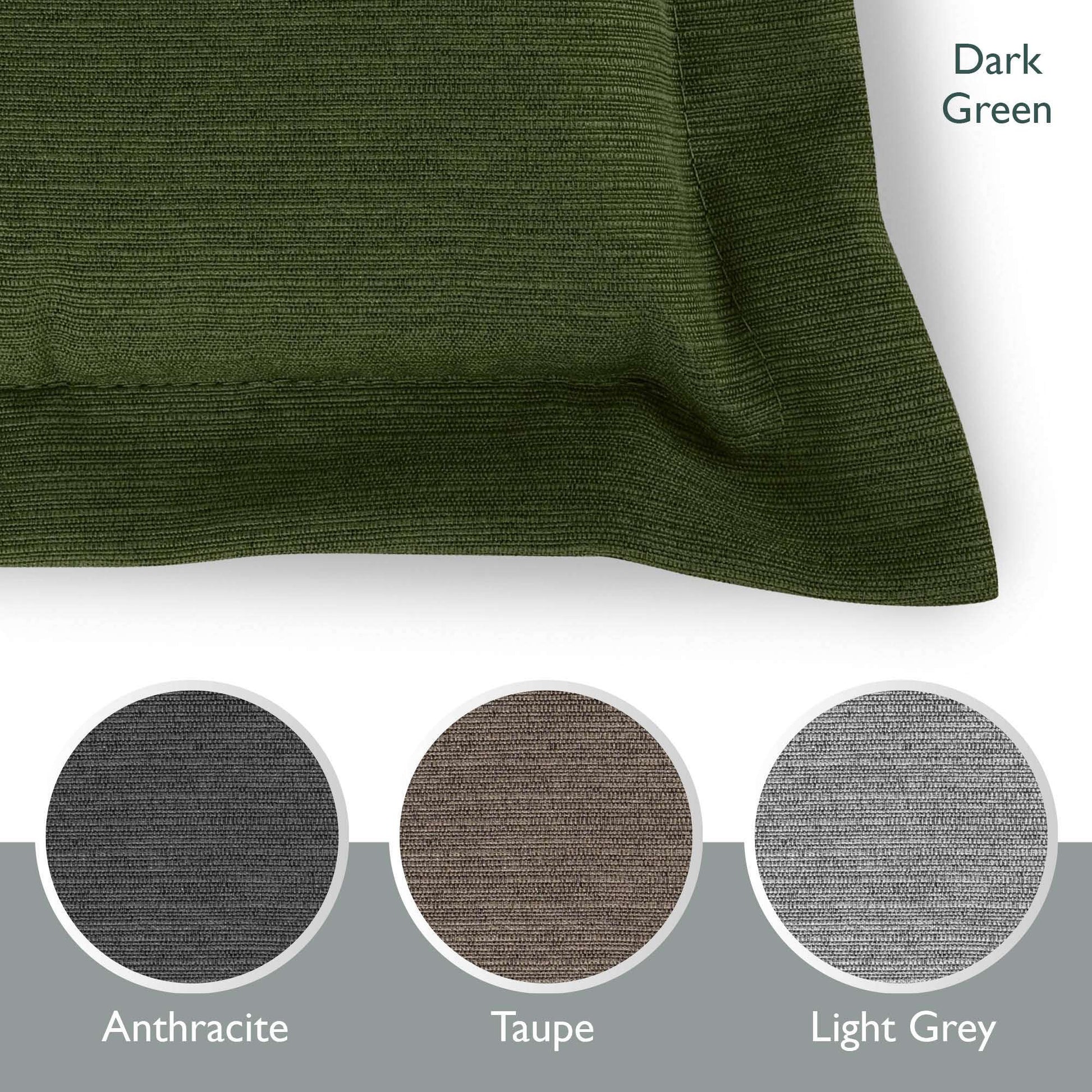 Beautissu HighLux HL garden chair cushion with headrest in dark green, available in anthracite, taupe, and light grey, 120x50x7cm.