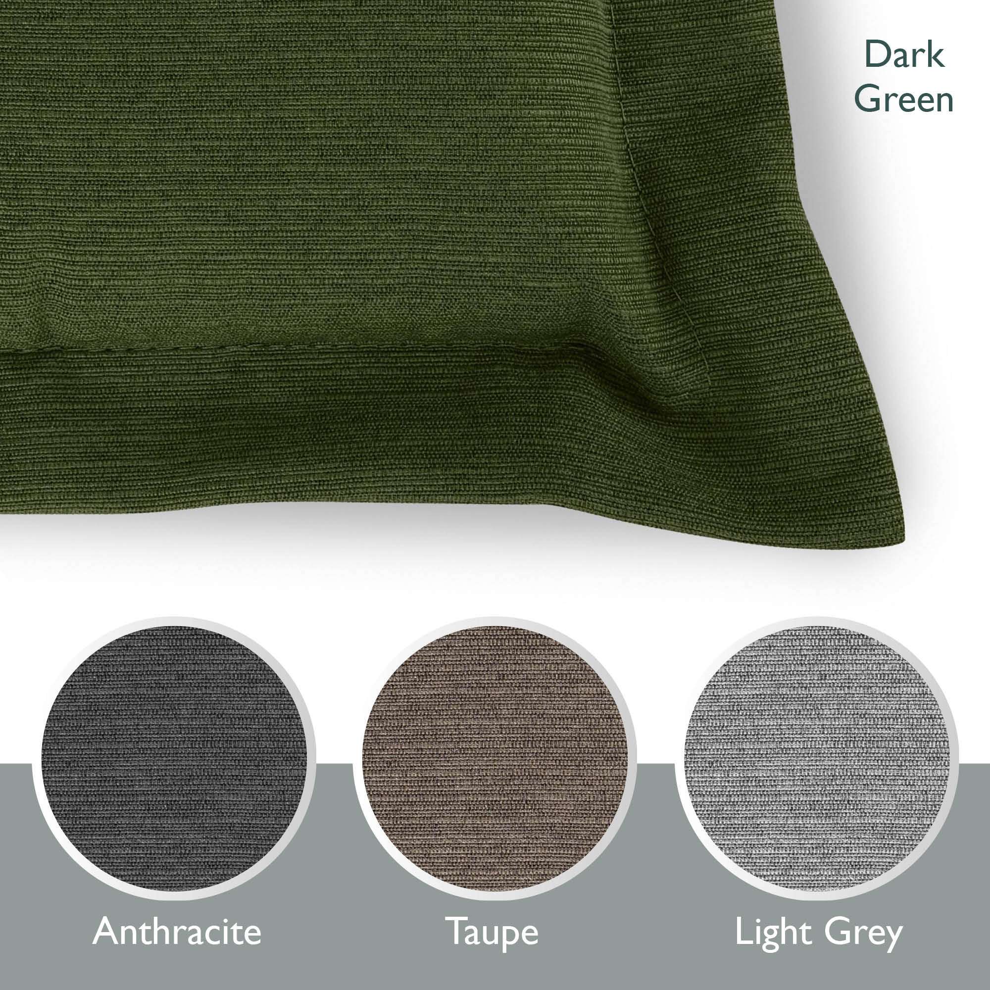 Beautissu HighLux HL garden chair cushion with headrest in dark green, available in anthracite, taupe, and light grey, 120x50x7cm.