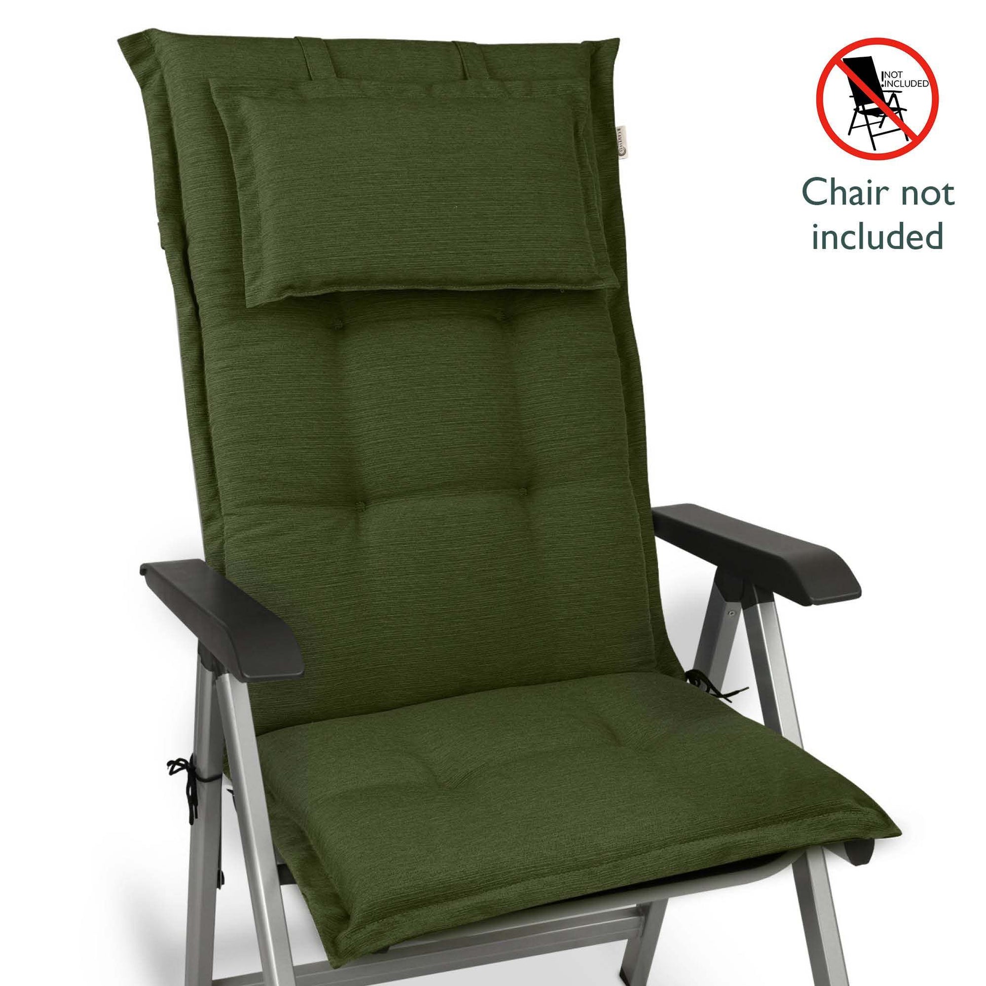 Beautissu HighLux HL garden chair cushion with headrest in green, 120x50x7cm.