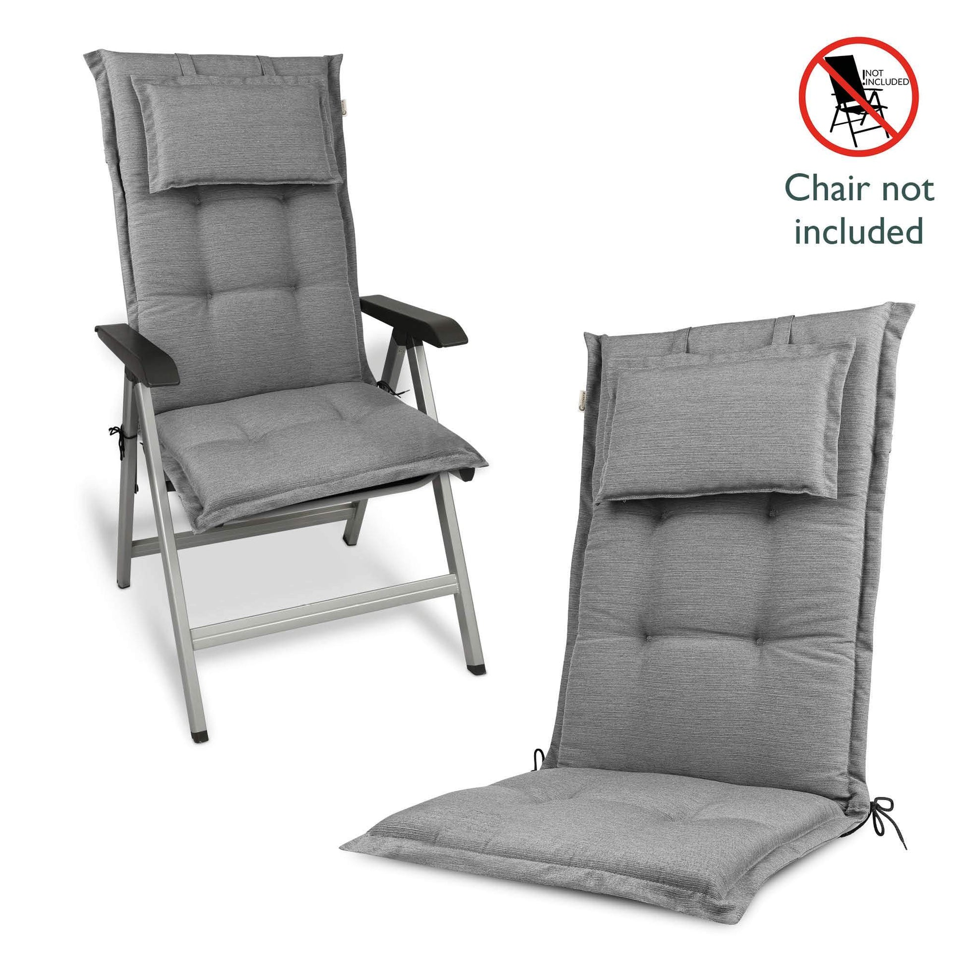 Beautissu HighLux HL cushion with headrest for garden chairs, 120x50x7cm, grey.