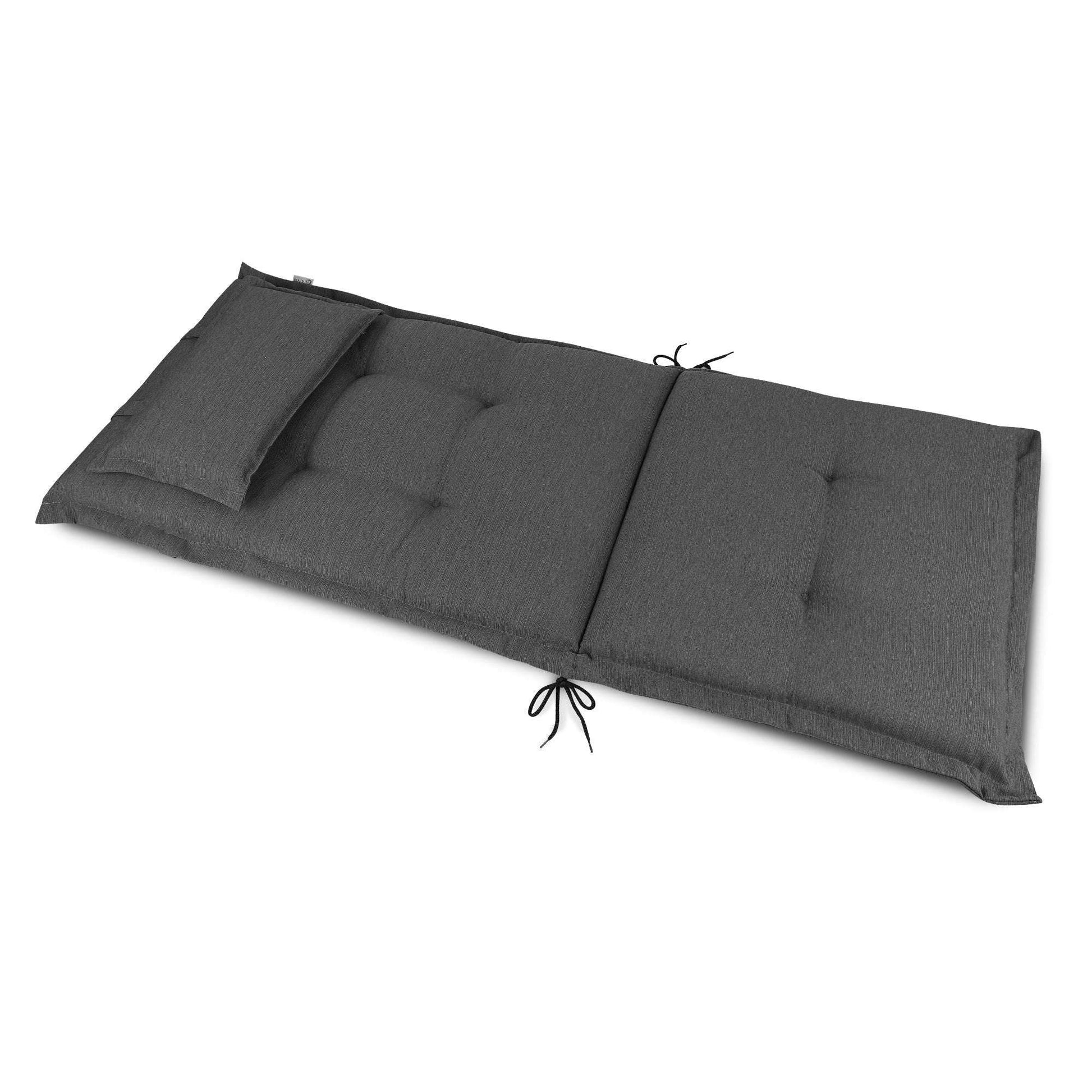 Beautissu HighLux HL garden chair cushion with headrest in gray, 120x50x7cm, stylish and comfortable.