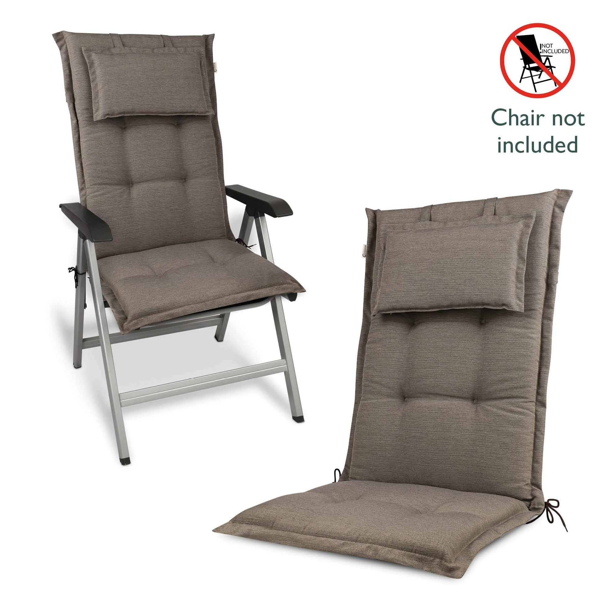 Beautissu HighLux HL garden chair cushion with headrest in diverse colors.