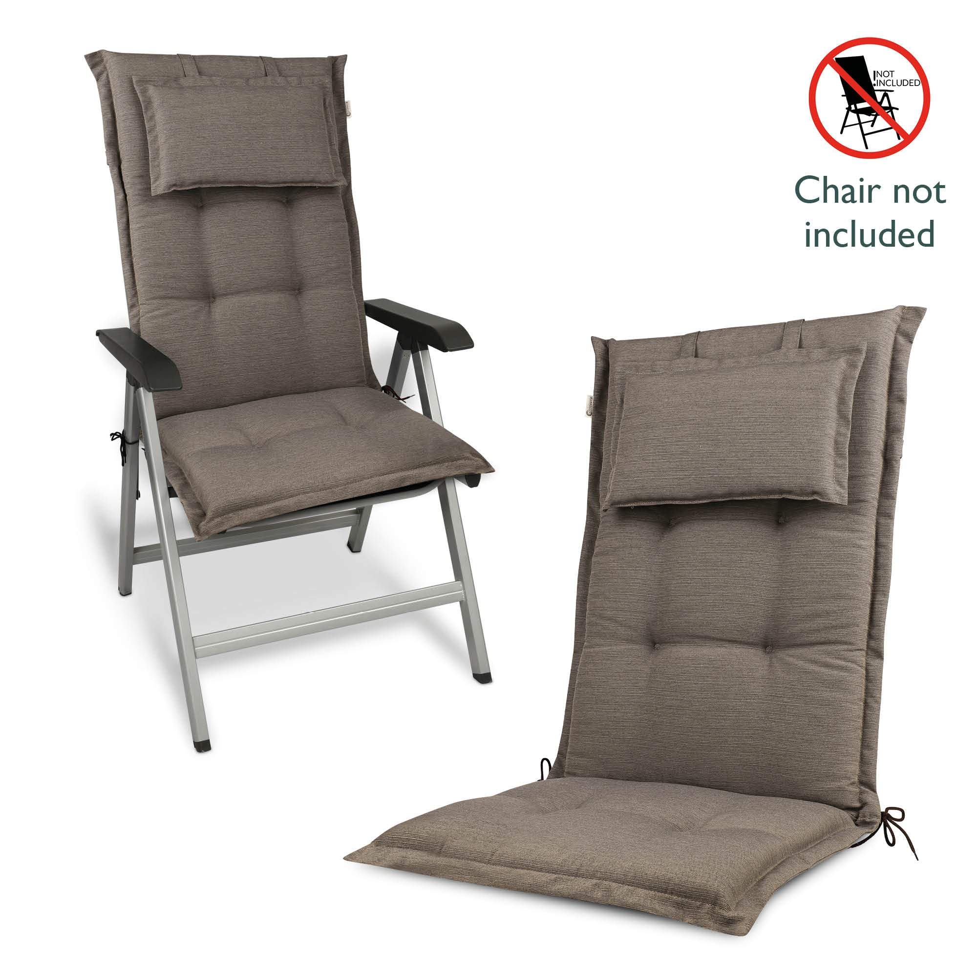 Beautissu HighLux HL garden chair cushion with headrest in diverse colors.