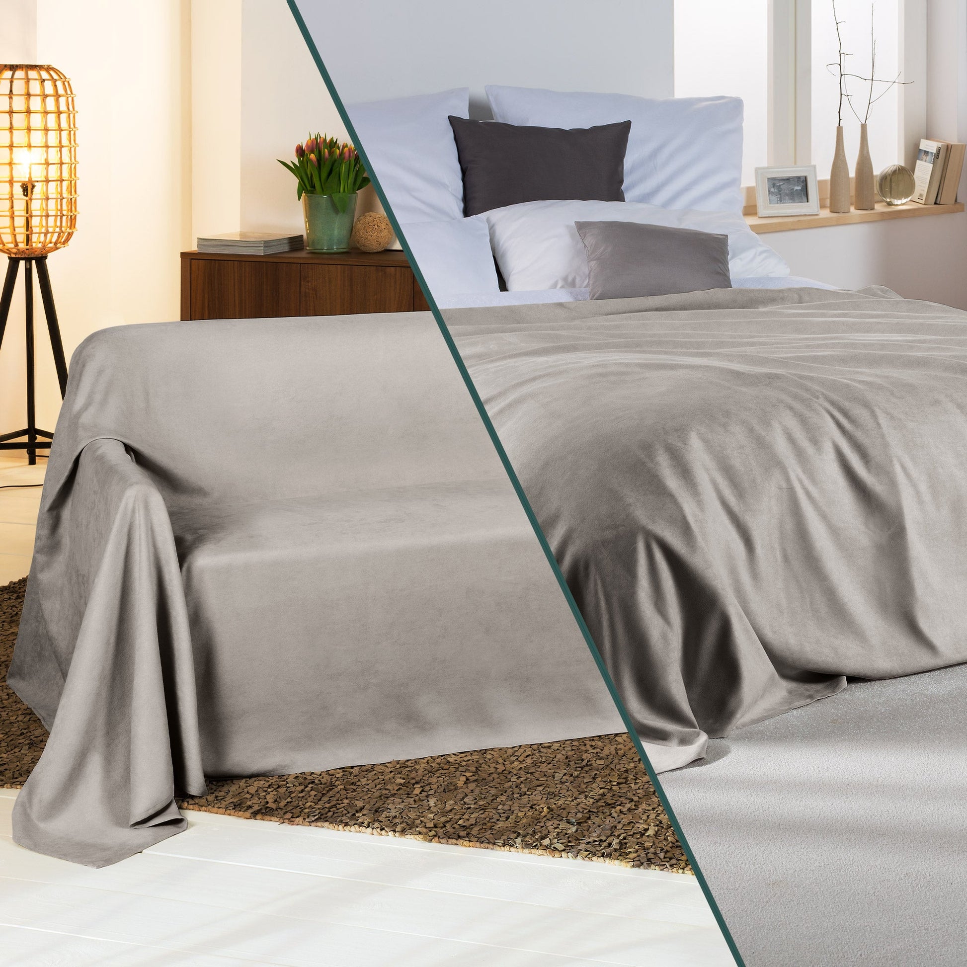Beautissu Tagesdecke Sofaüberwurf Romantica in Wildlederoptik, 210x280cm, elegant and versatile furniture cover.